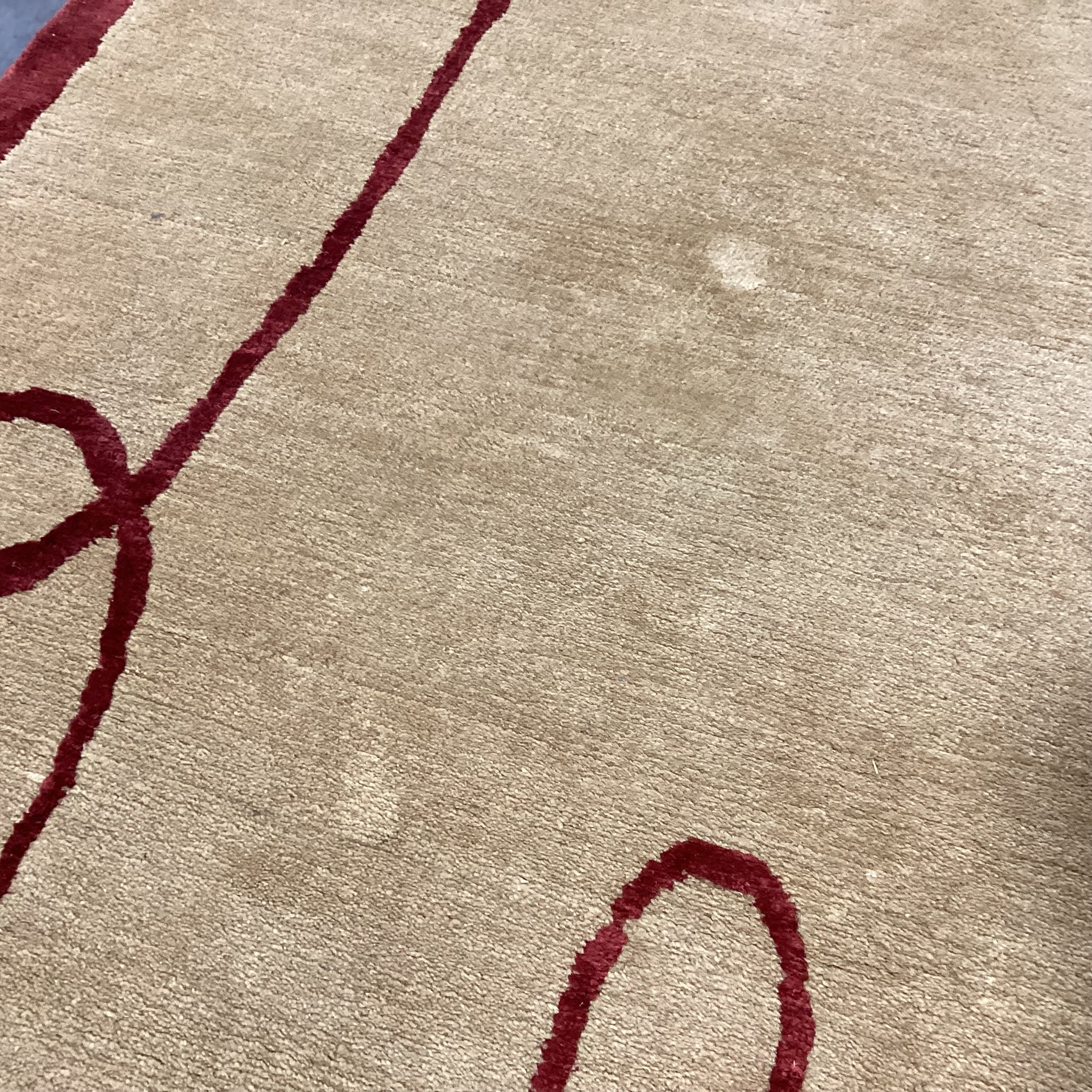 Gold & Rust Ribbon Hand Knotted Hand Spun Wool Custom Made in Nepal Rug 4'2"x 27'