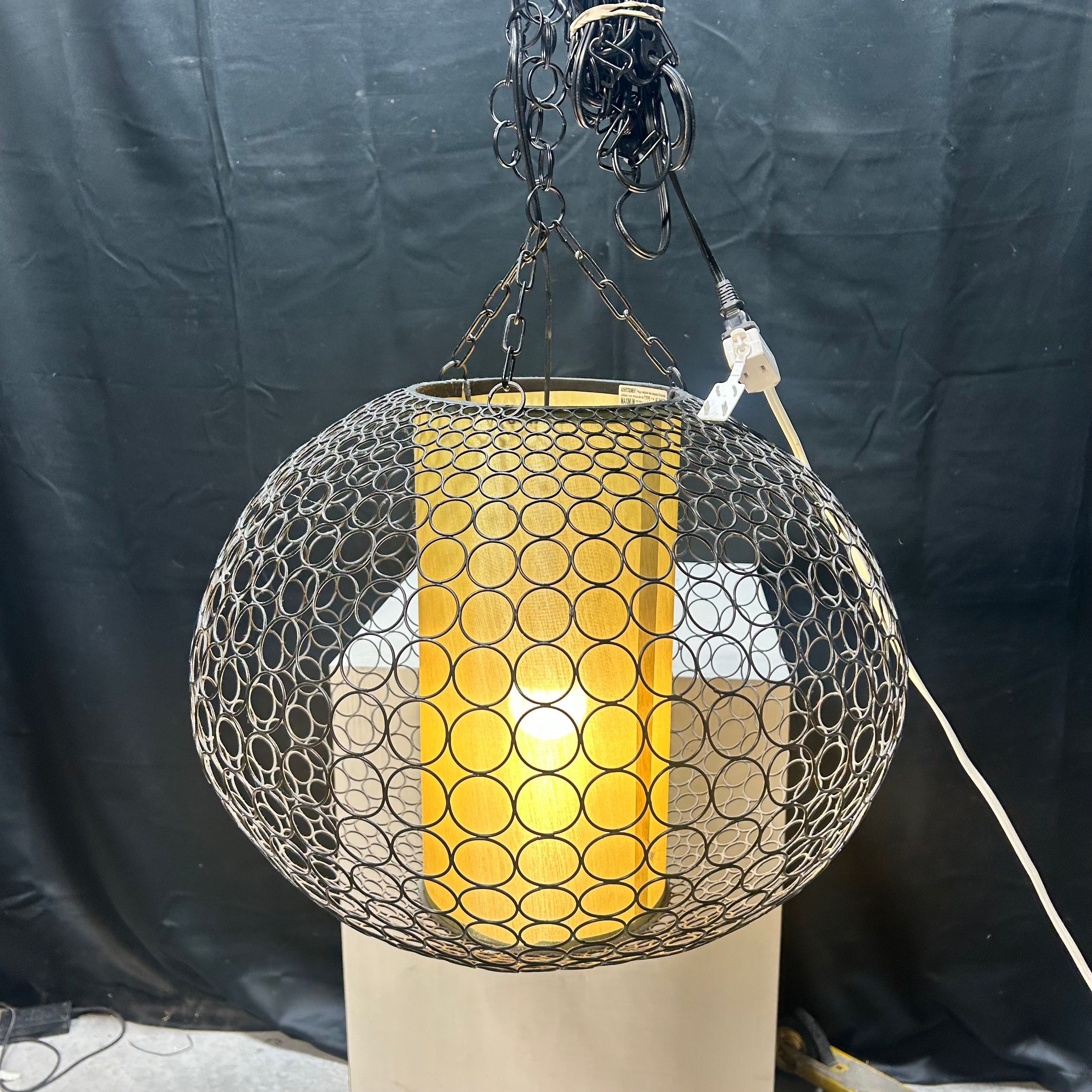 Round Metal Light With A Column Shade 18"x 20"