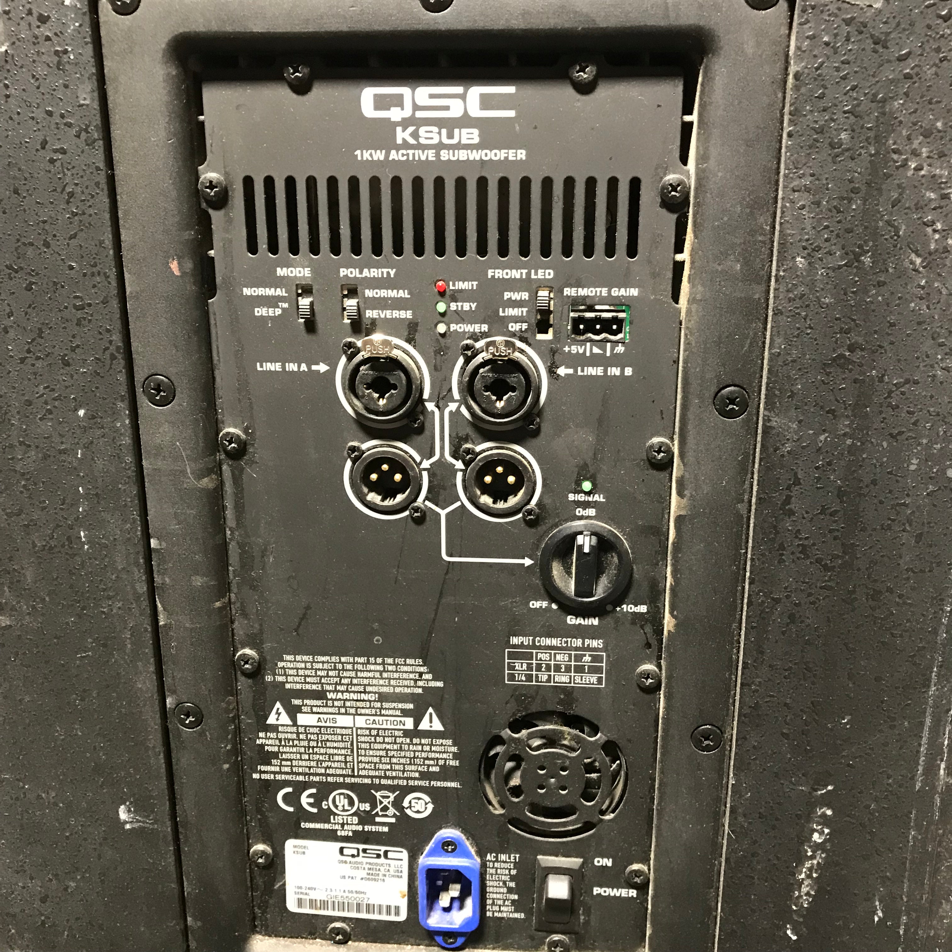 Club Set / QSC Dual 18" GP218-SW SUB / 2- QSC K12.2 2 kw Active Speaker / QSC KSUB 1 kw Active Speaker / 4 - QSC KW 153 1kw Active Speakers