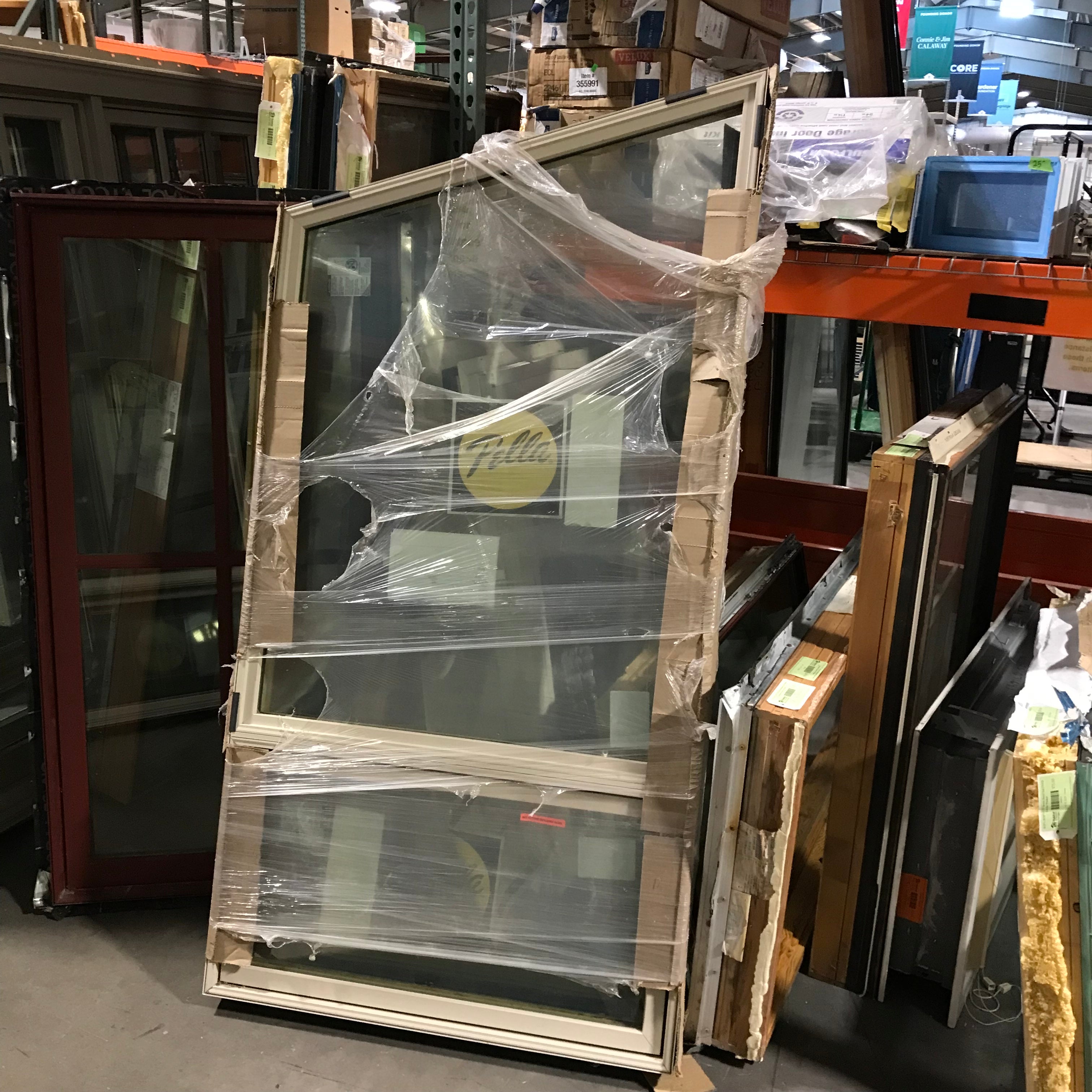 36"x 72.75"x 5" Rough Opening Pella Tan Metal Clad 2 Pane Upper FIXED Lower Canopy Single Casement Exterior Window