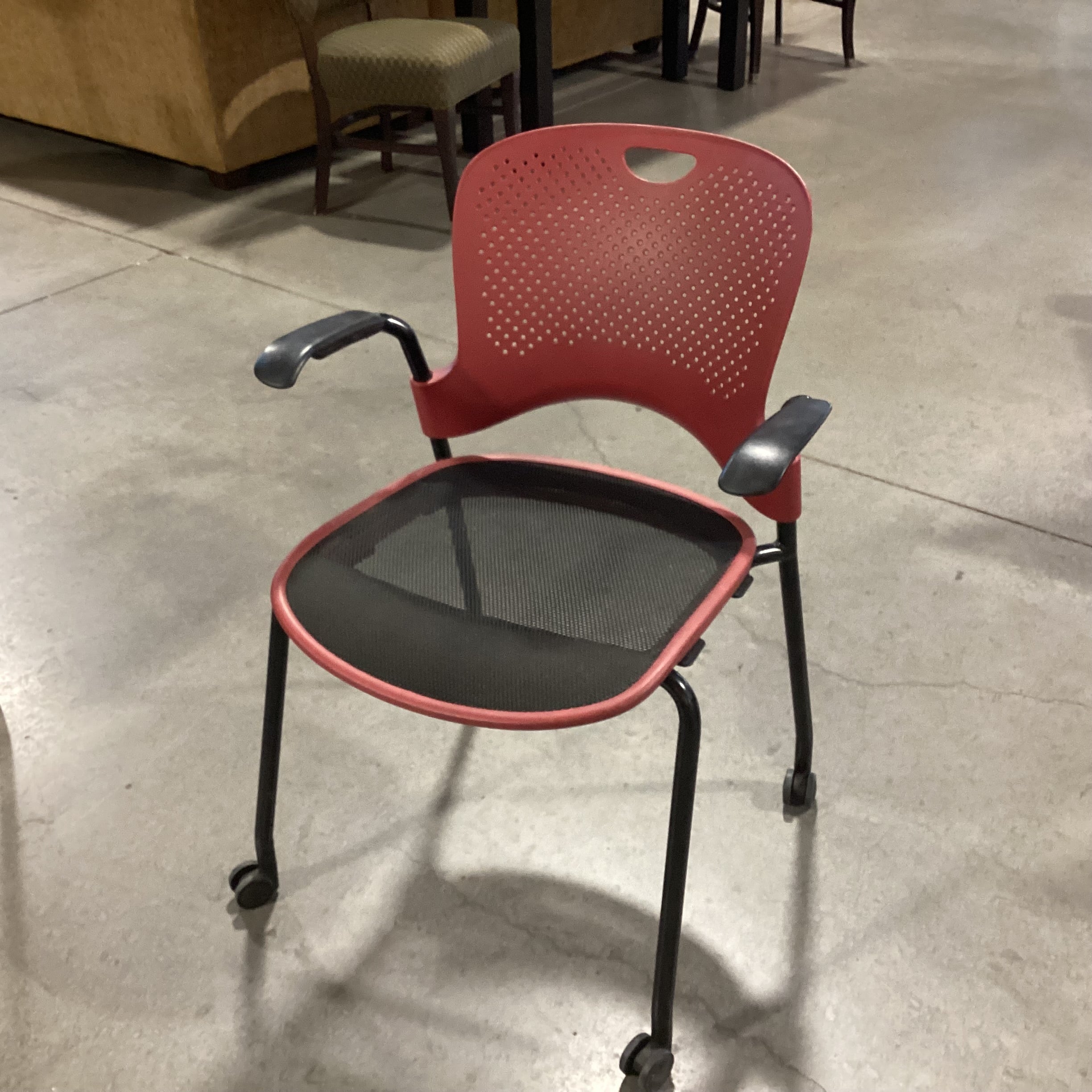 Herman Miller Raspberry & Black Mesh on Casters Office Chair 24"x 23"x 32"