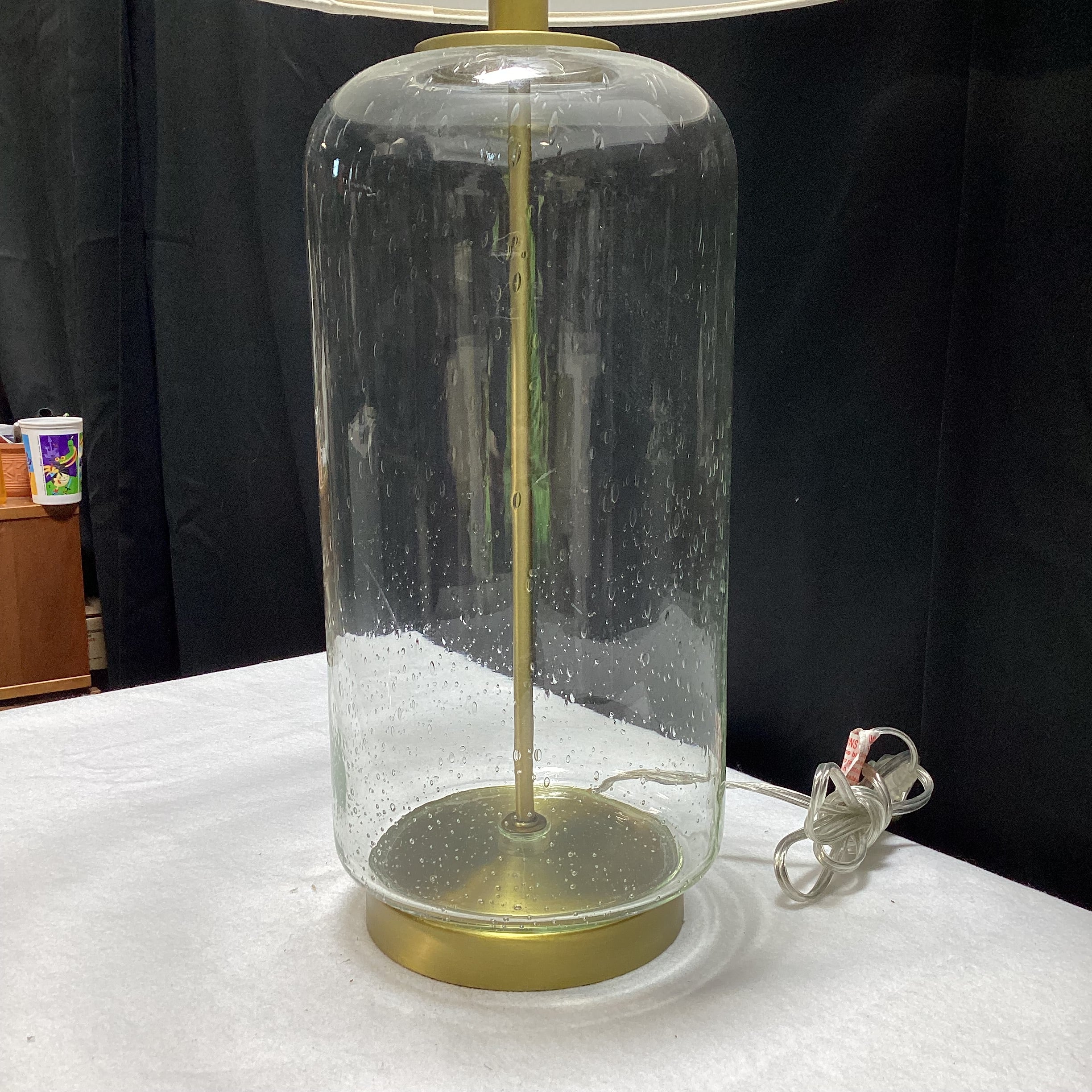 Bubble Glass Table Lamp With Shade (2) 15.5" x 29" x 7"