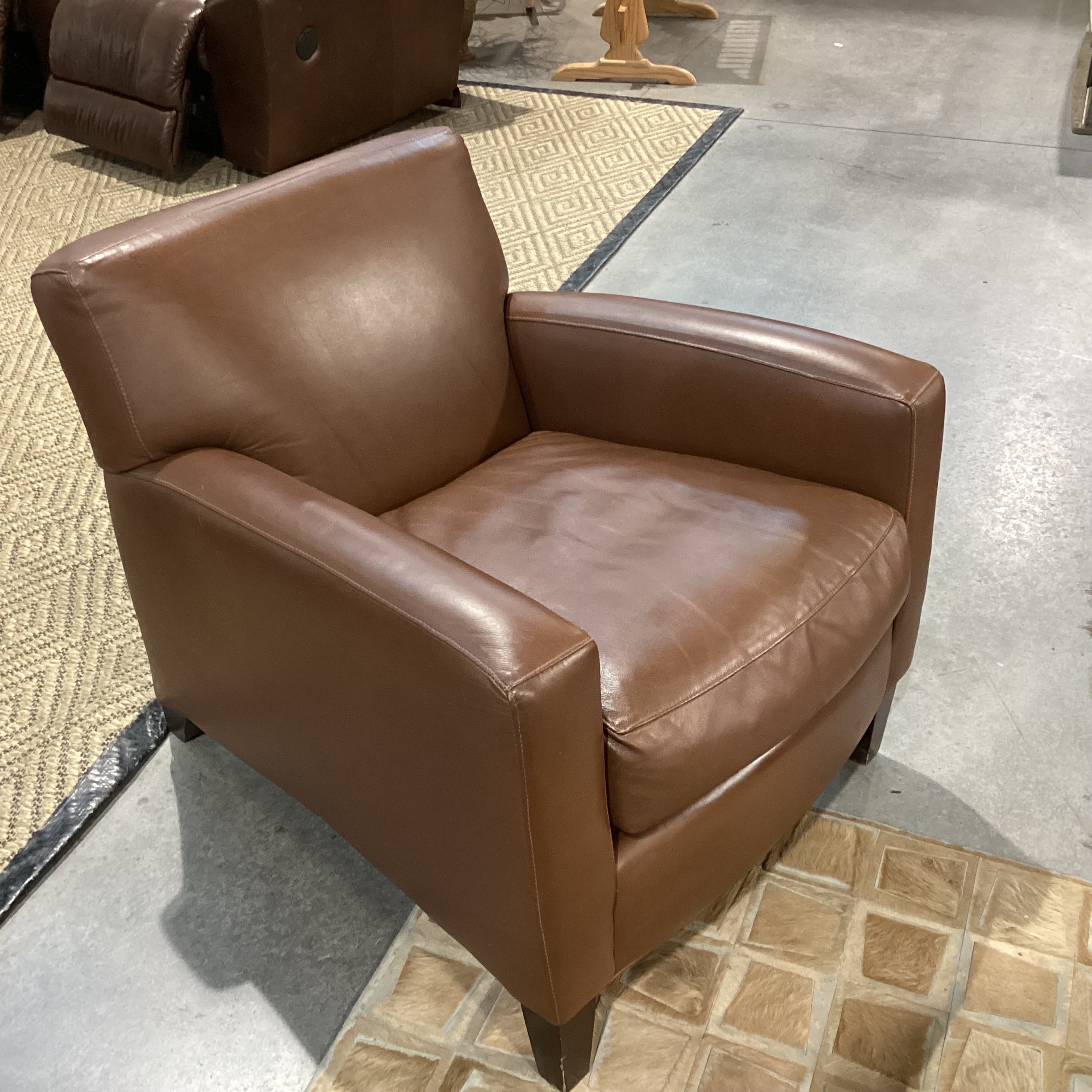 Room & Board Brown Leather Club Chair 31"x 33"x 30"