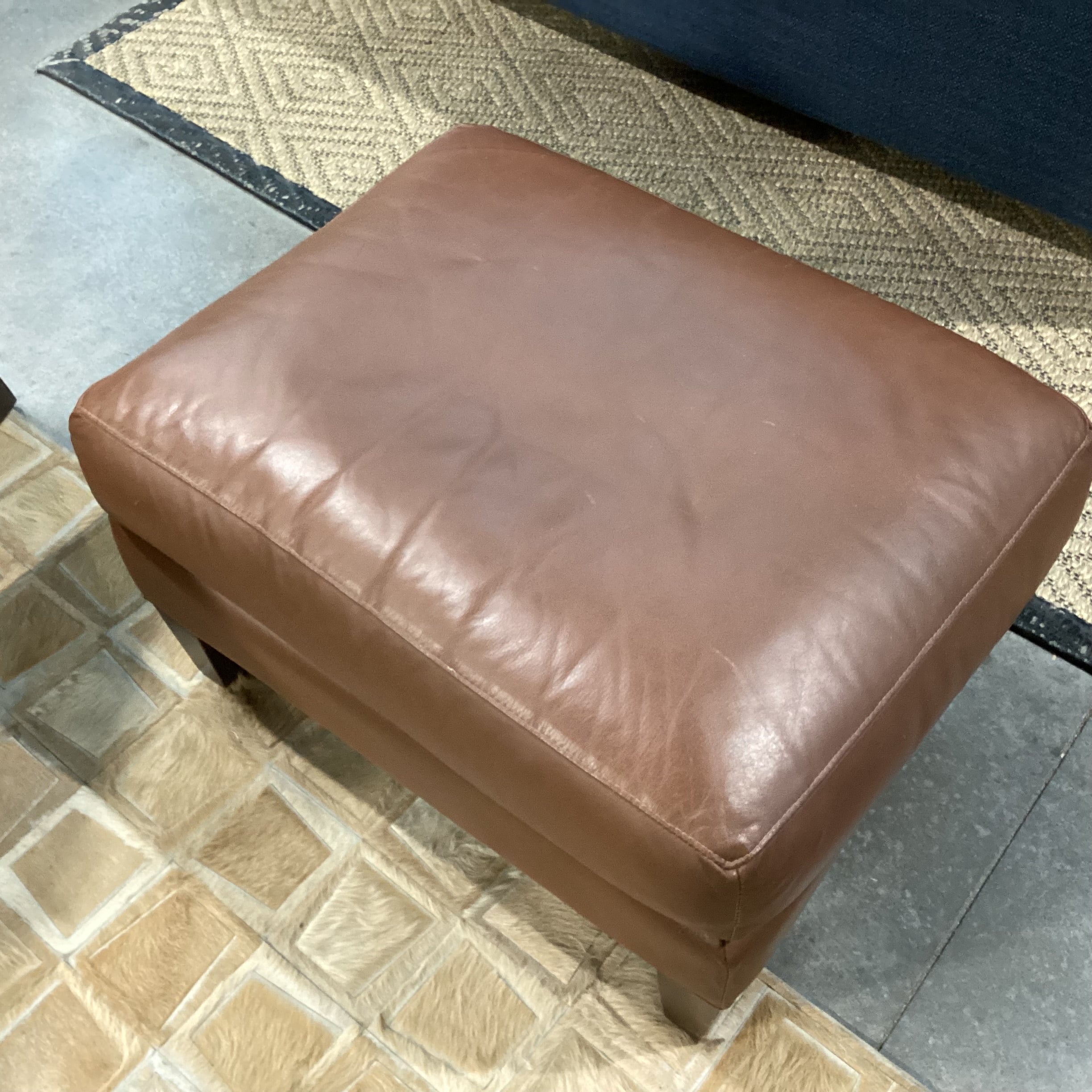 Room & Board Brown Leather Ottoman 28"x 22"x 17"