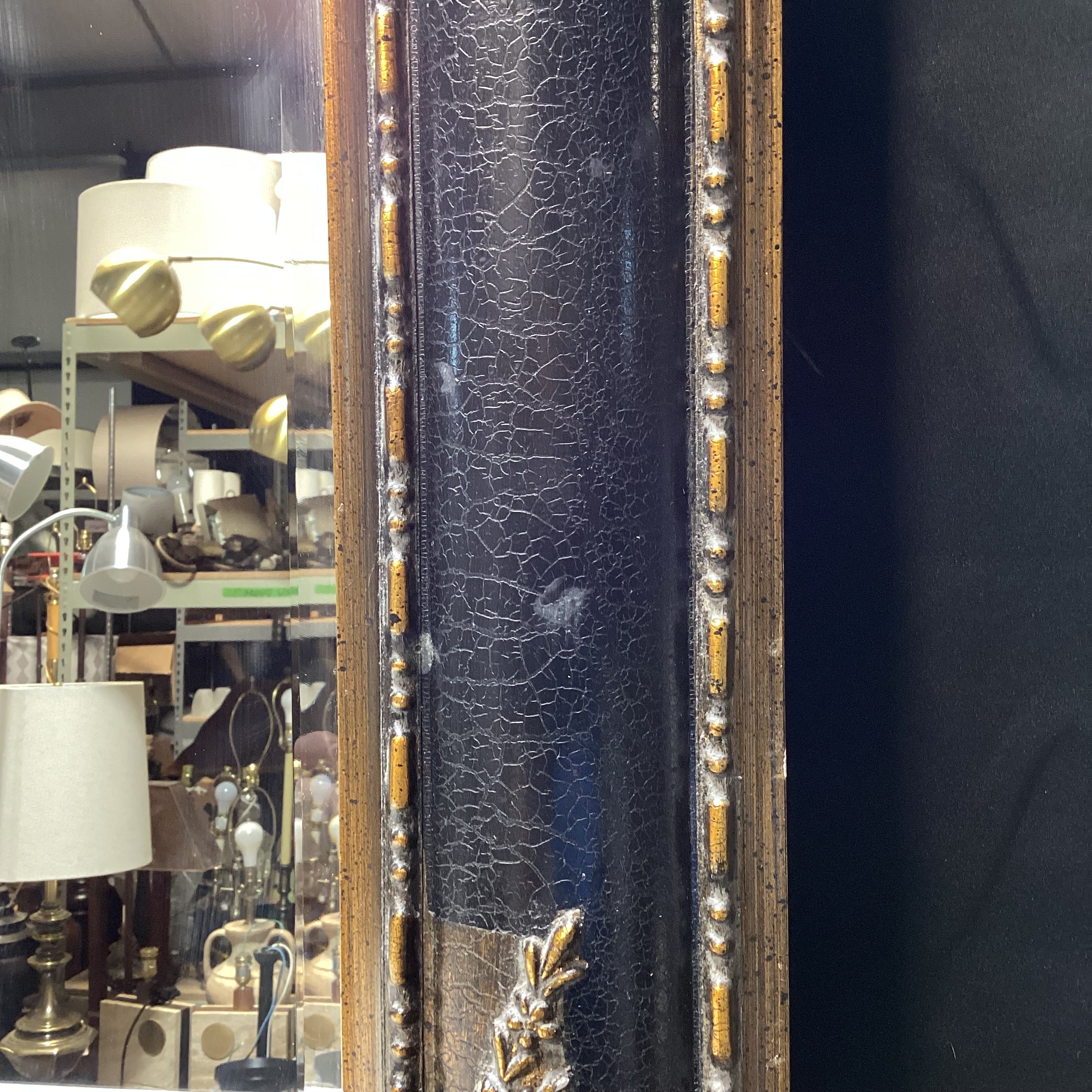 Vintage Bevelled Edge Ornate Gold And Black Wall Mirror 31" x 43"