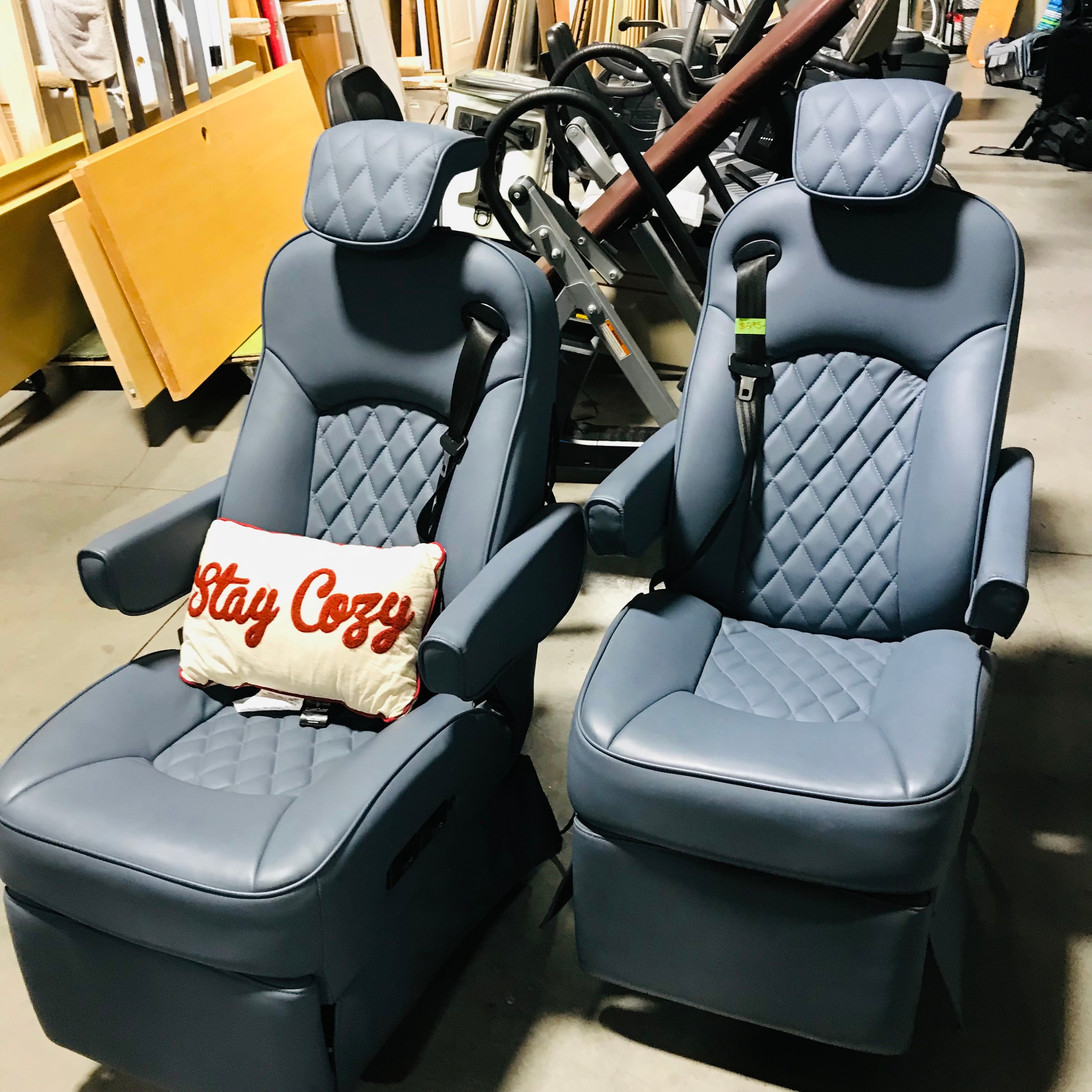 Blue Leather Mercedes Sprinter Captain Chair
