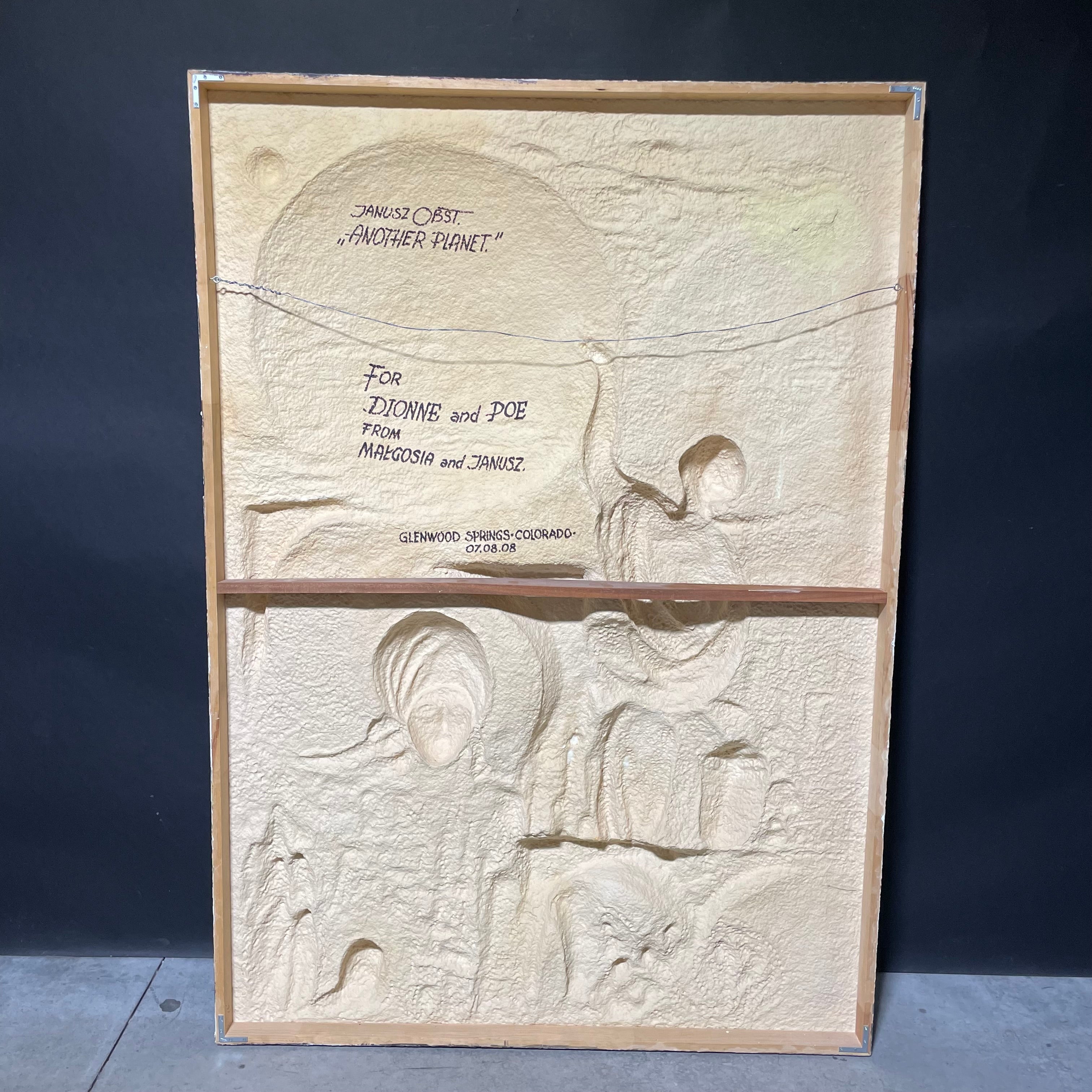 Janusz Obst Signed/ Dated "Another Planet"3D Bas Relief Original 46 1/2" x 66"