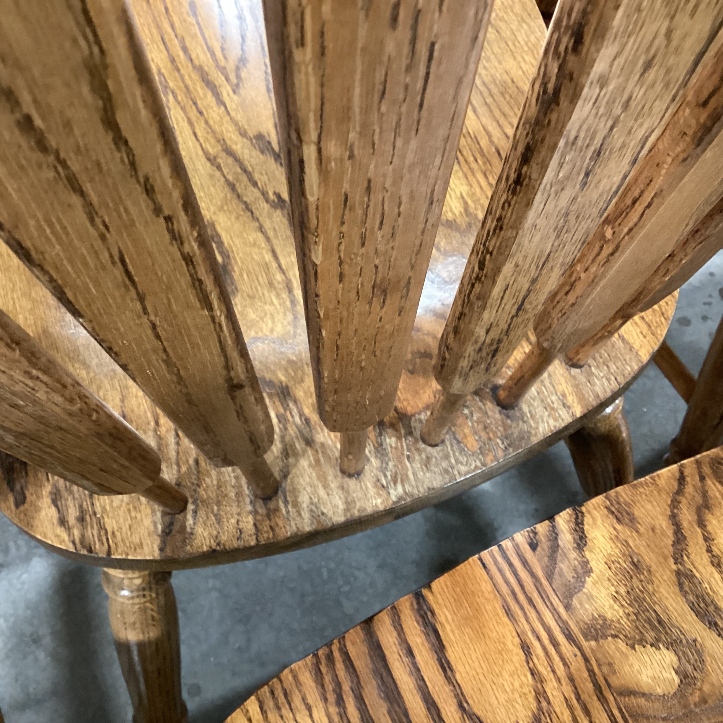 SET of 6 Solid Oak Arched Slat Back Dining Chairs 18"x 18"x 38"