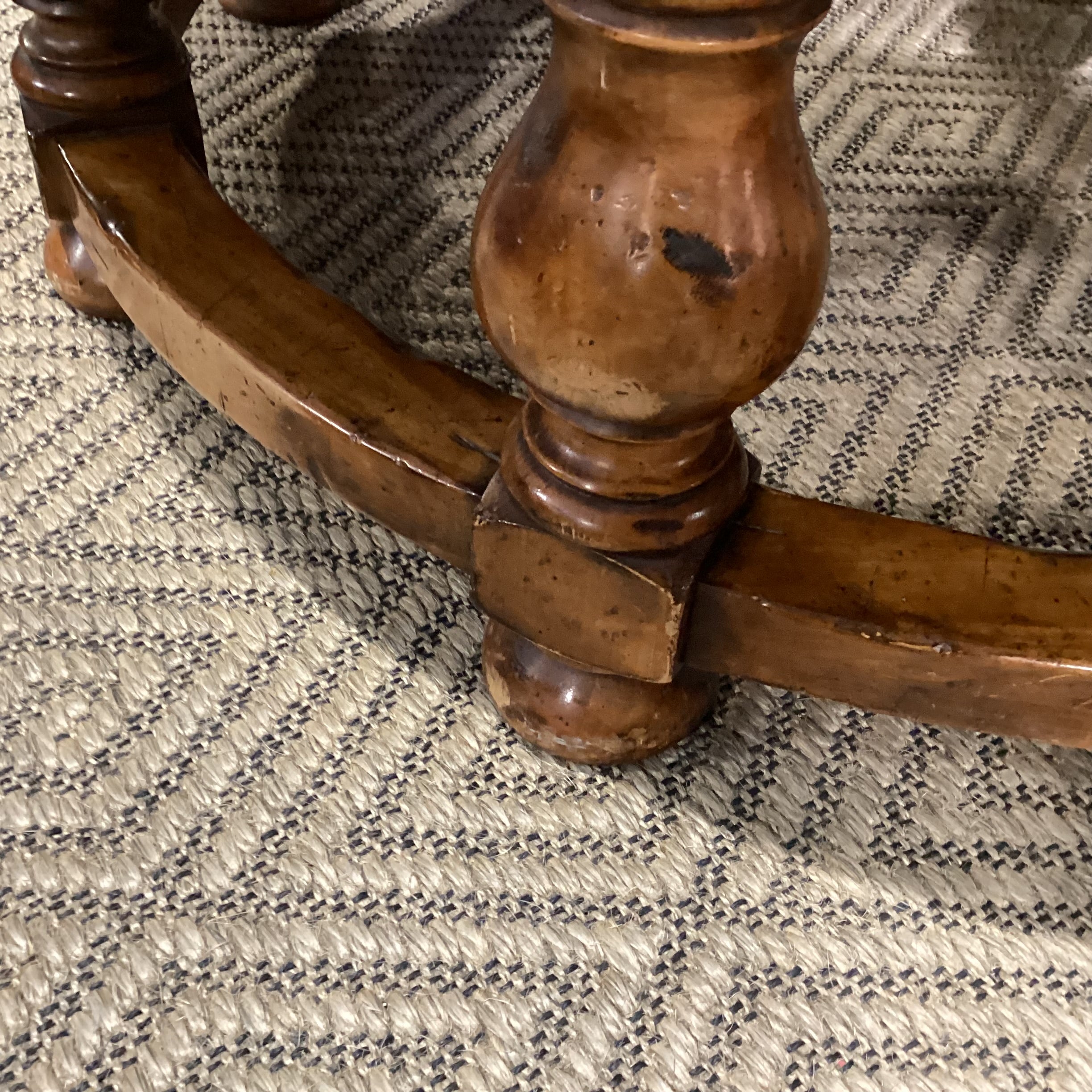 Round Carved Distressed Finish Wood Coffee Table 54" Diameter x 20"