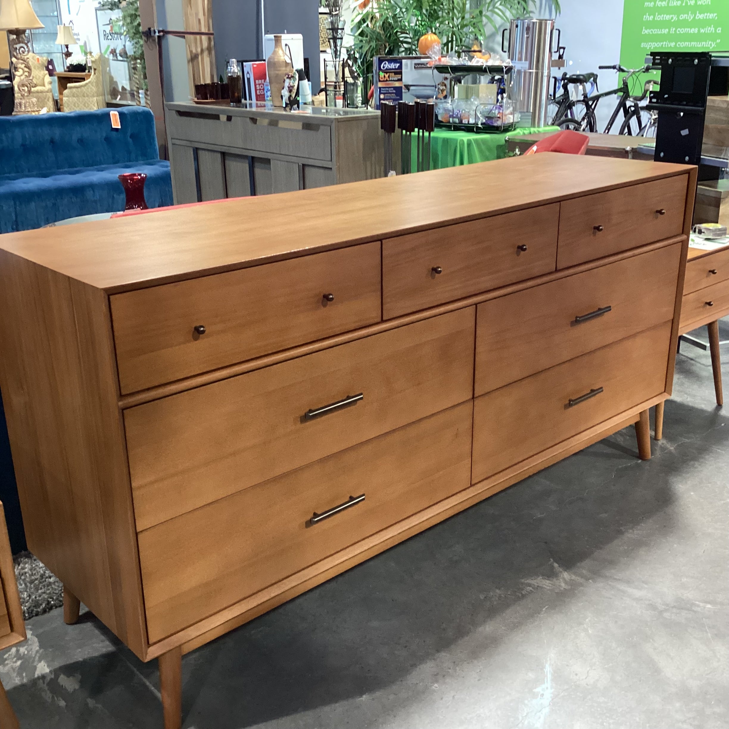 Williams Sonoma Mid Century Style Wood 7 Drawer Dresser 72"x 21"x 36"