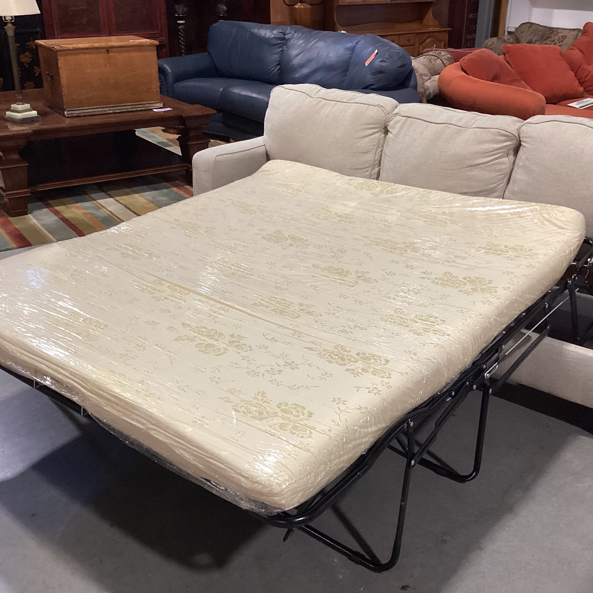 Beige Woven Queen Sleeper Sofa 85"x 38"x 37"