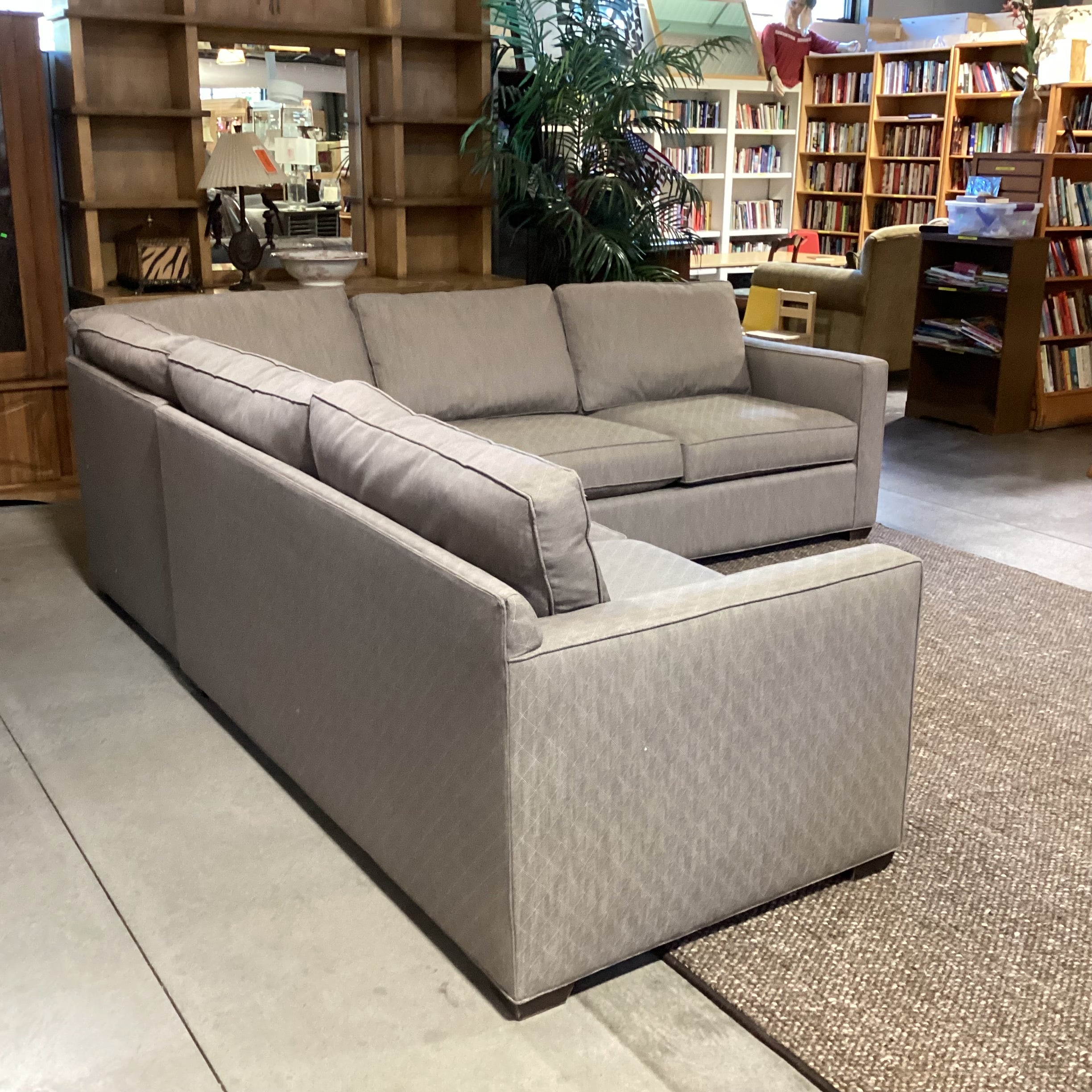 Crate & Barrel Taupe Brown Diamond Woven Down Mix 3 Piece Sectional 102"x 102"x 36"x 30"