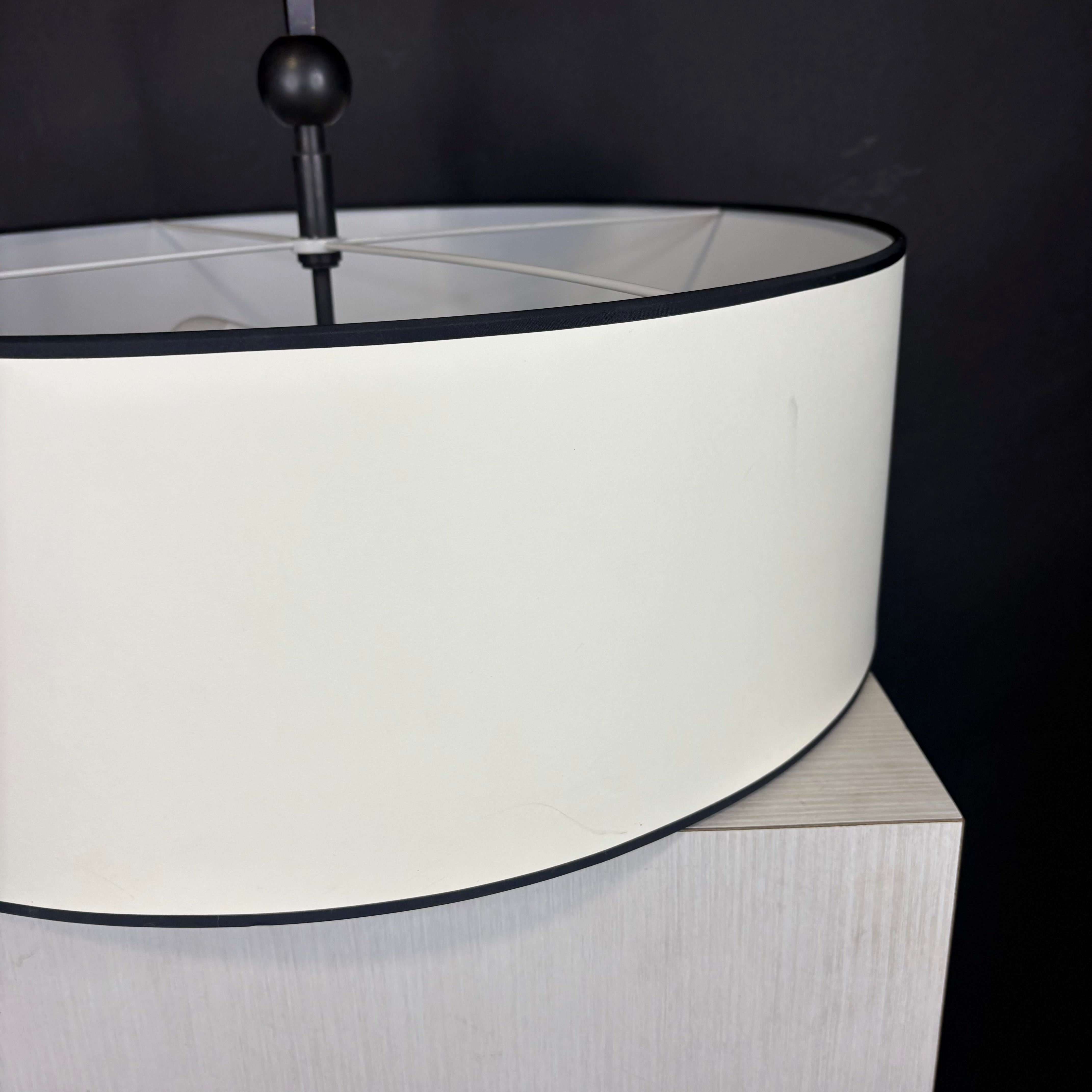Visual Comfort Reed 2-Light Blackened Brass with Drum Shade Ceiling Pendant 22” Diameter x 18”