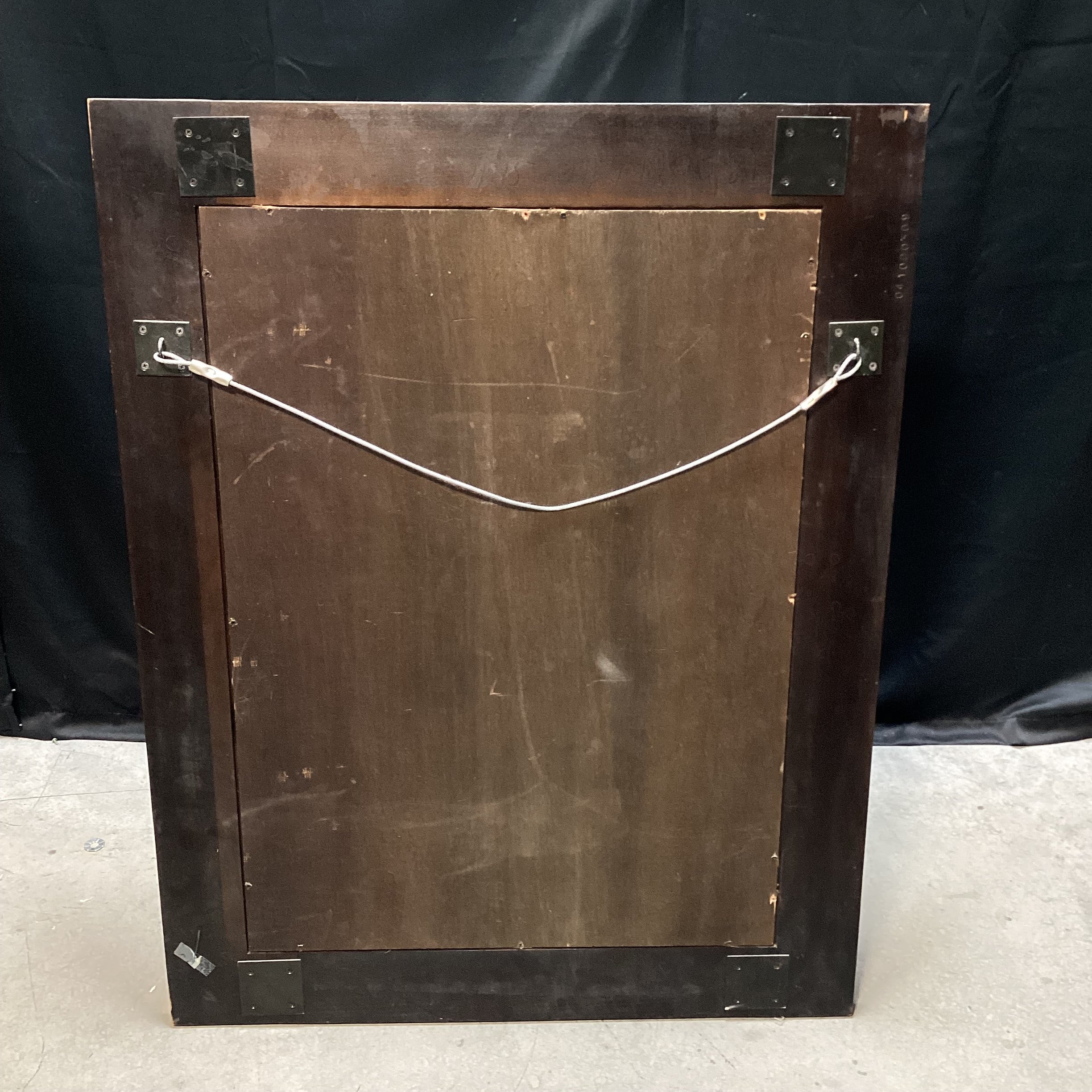 Modern Beveled Edge Geometric Dark Wood Mirror 35" x 45"