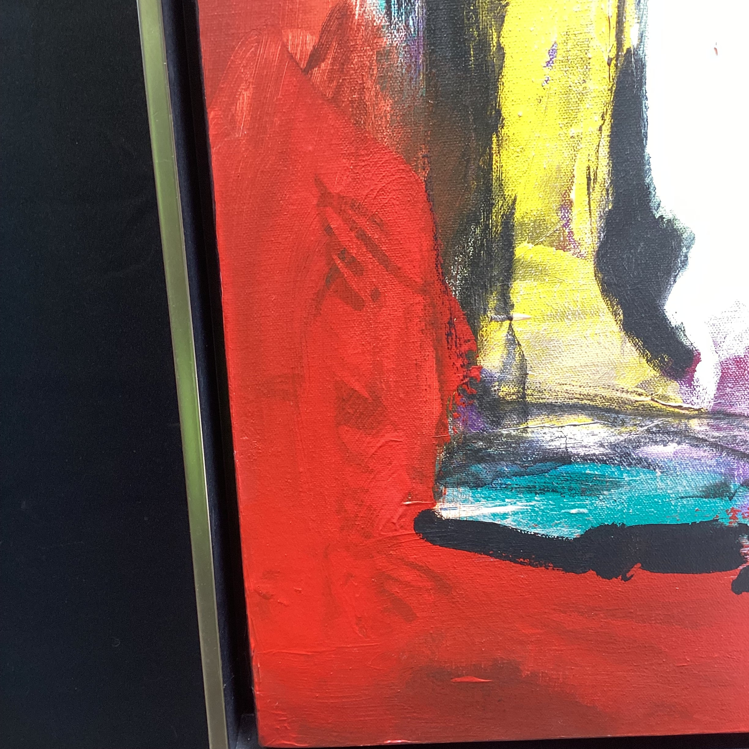 Lia Galletti Signed Original Abstract Painting In Silver Frame 41.5" x 31"