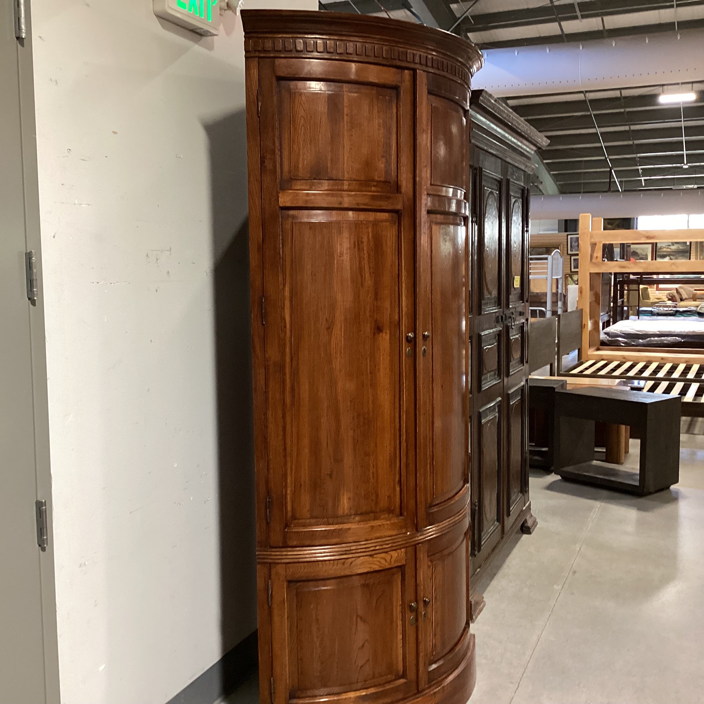 Lillian August Carved Wood with Shelves 4 Door Corner Display Armoire 42"x 30"x 91"