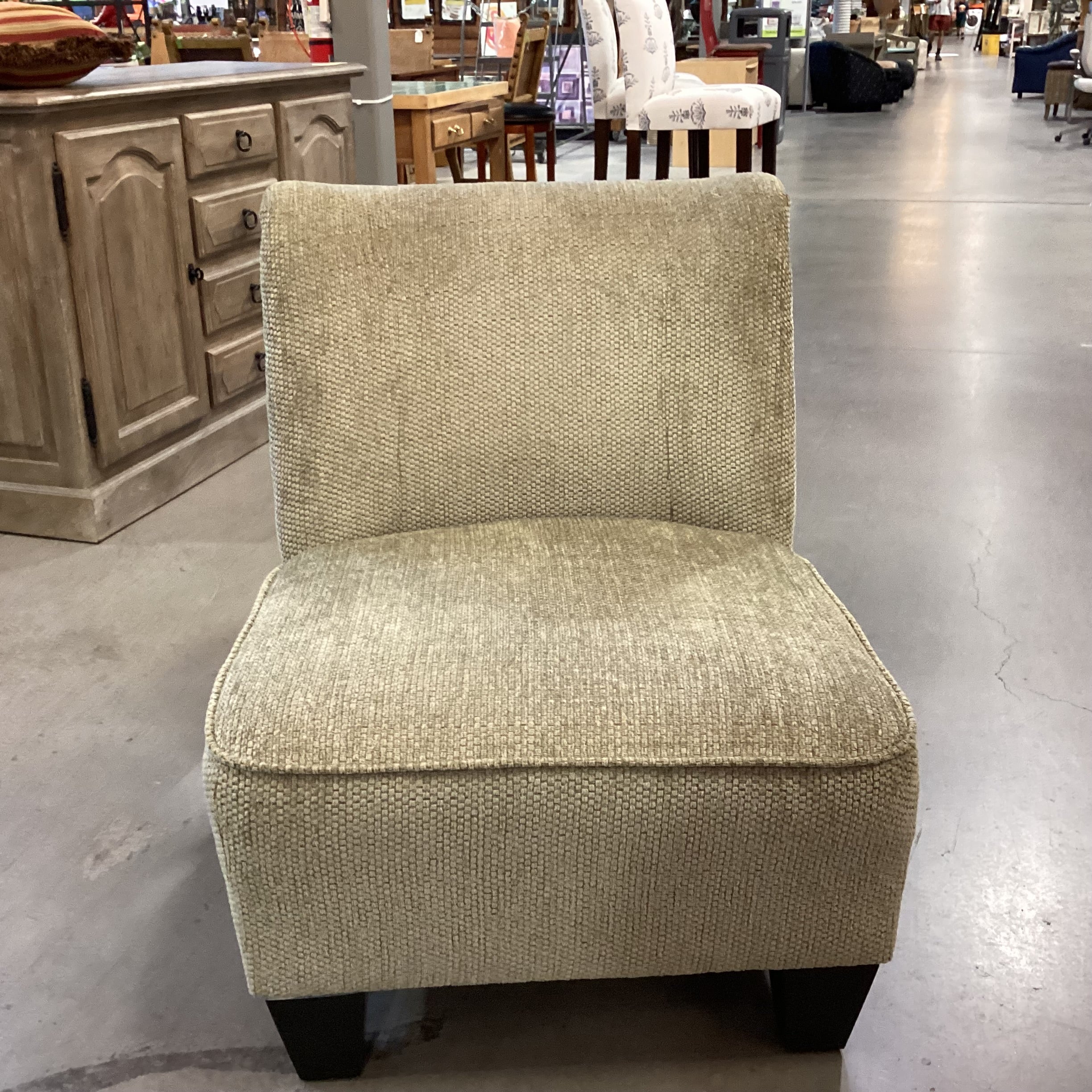 Light Sage Chenille Woven Slipper Style Chair 28"x 36"x 33"