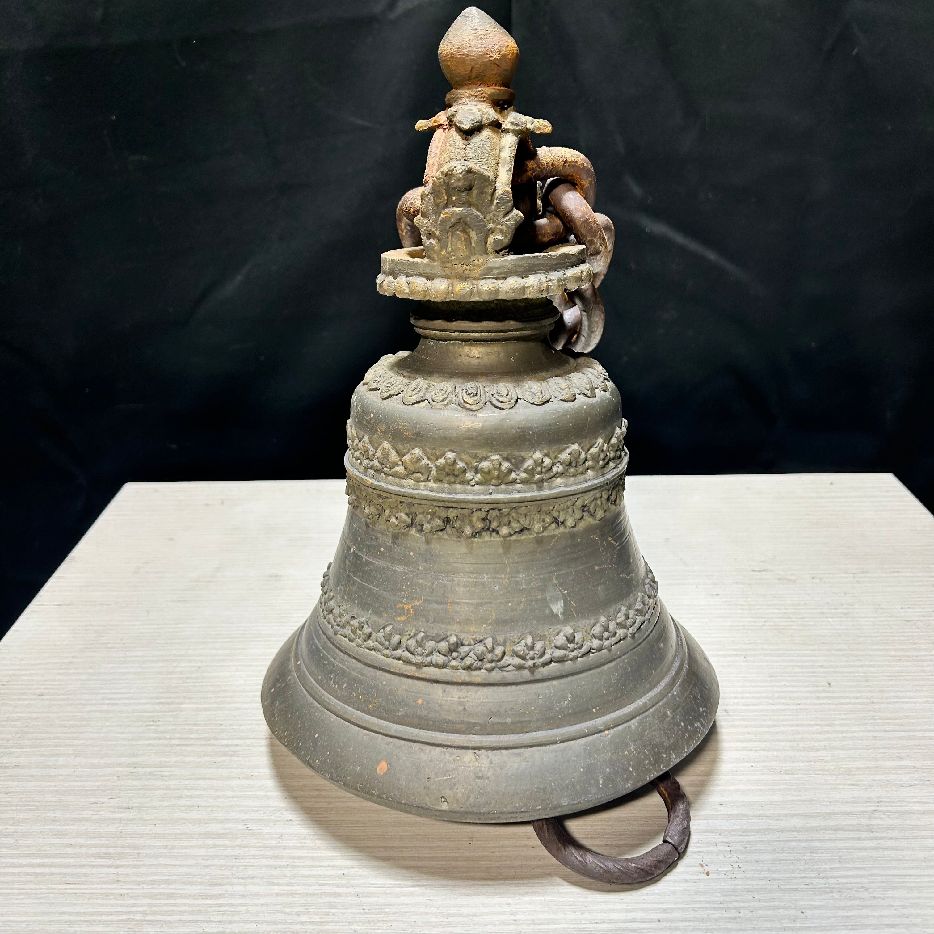 Antique Brass Temple Bell 7.5"x 15"