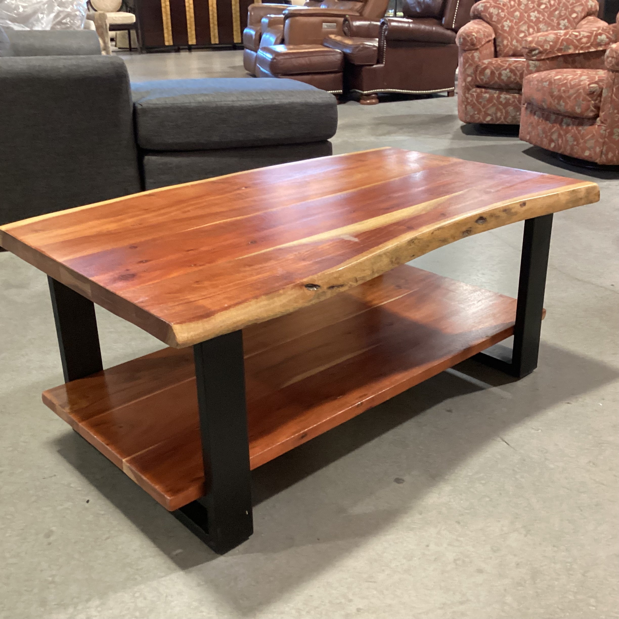 Mountain Modern Acacia Slab & Metal Coffee Table 42"x 25"x 18"