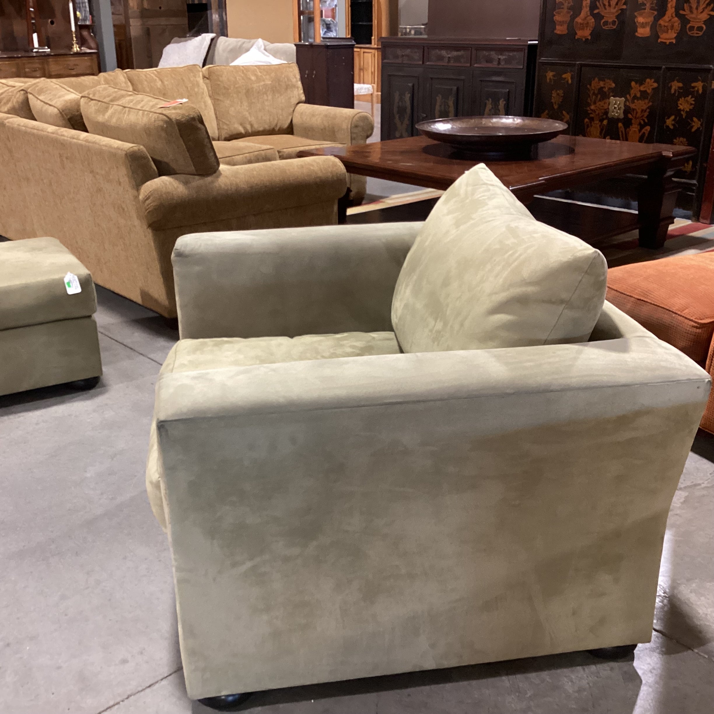 Light Sage Ultra Suede Oversized Chair 46"x 37"x 27"