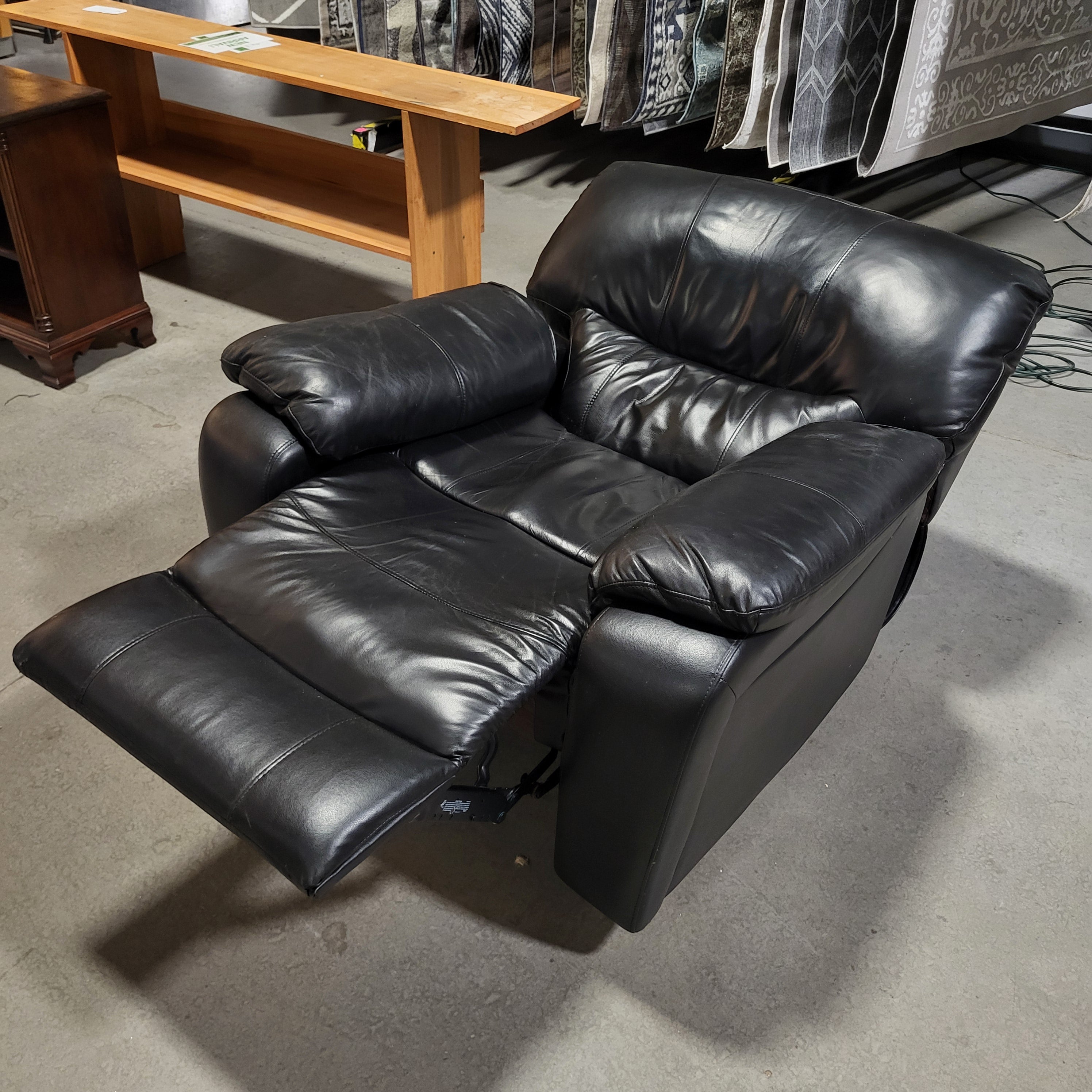 Black Faux Leather Recliner Chair 39"x 38"x 36"