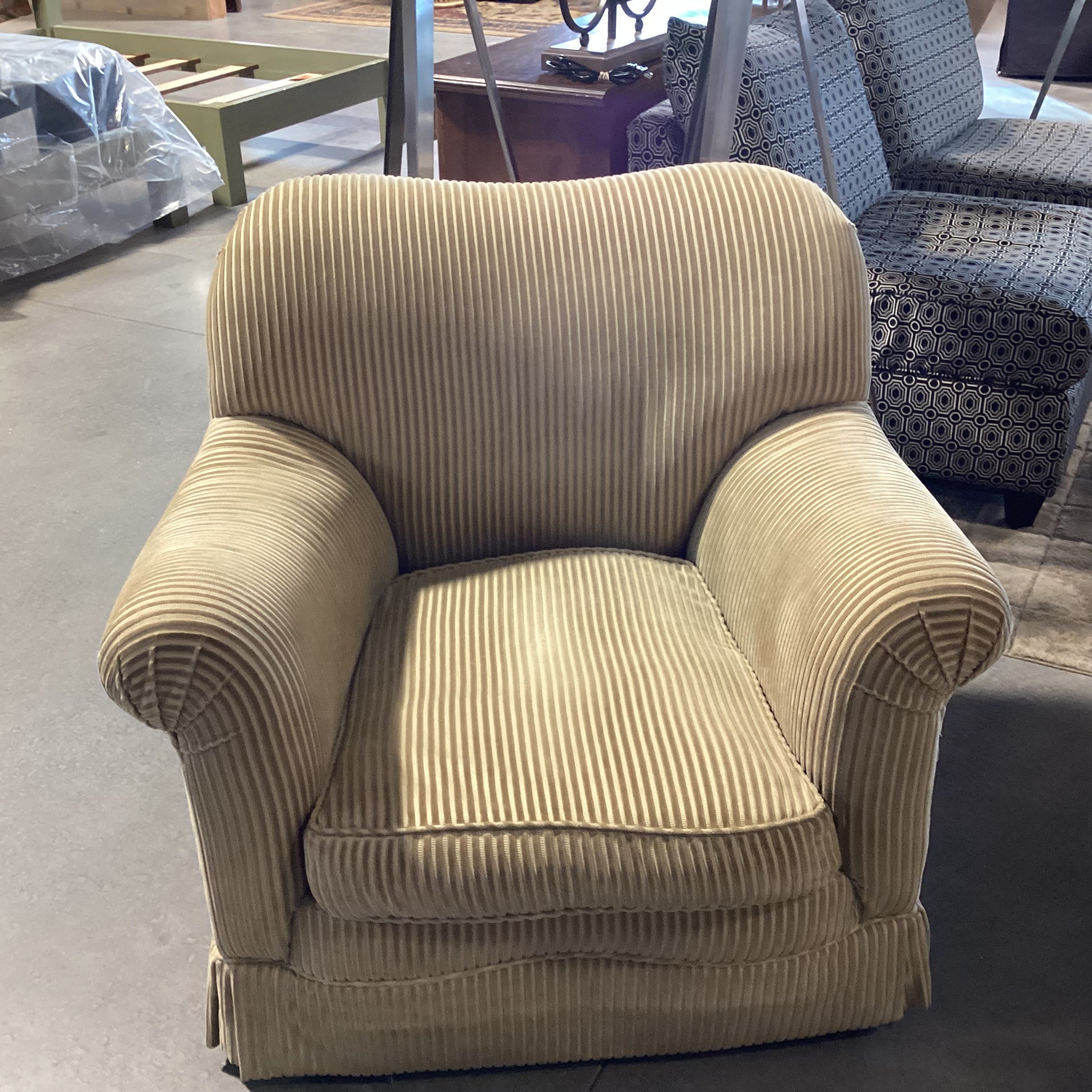 Golden Ribbed Velvet Chair 37"x 34"x 34"