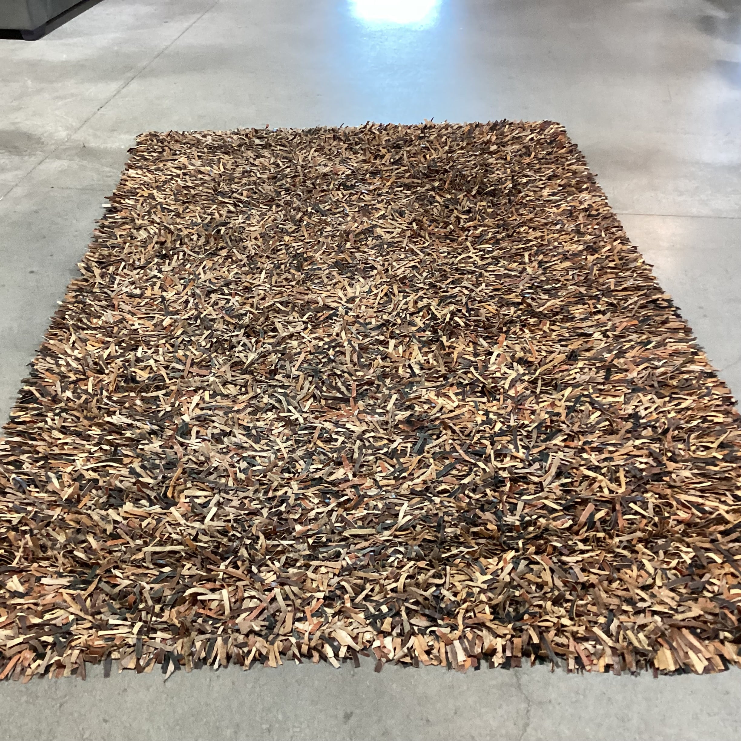 Dream Weavers Multi Browns Leather Shag Rug 6'x 9'