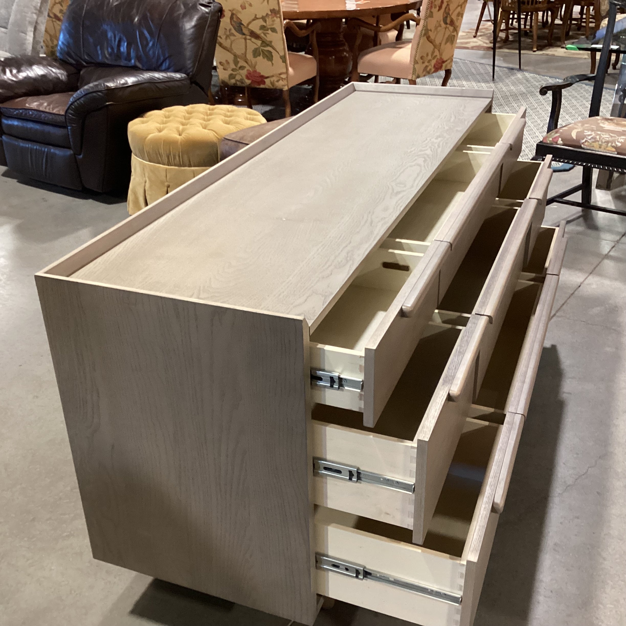 Crate & Barrel Tate Stone Grey Oak 9 Drawer Dresser 68"x 20.5"x 33"