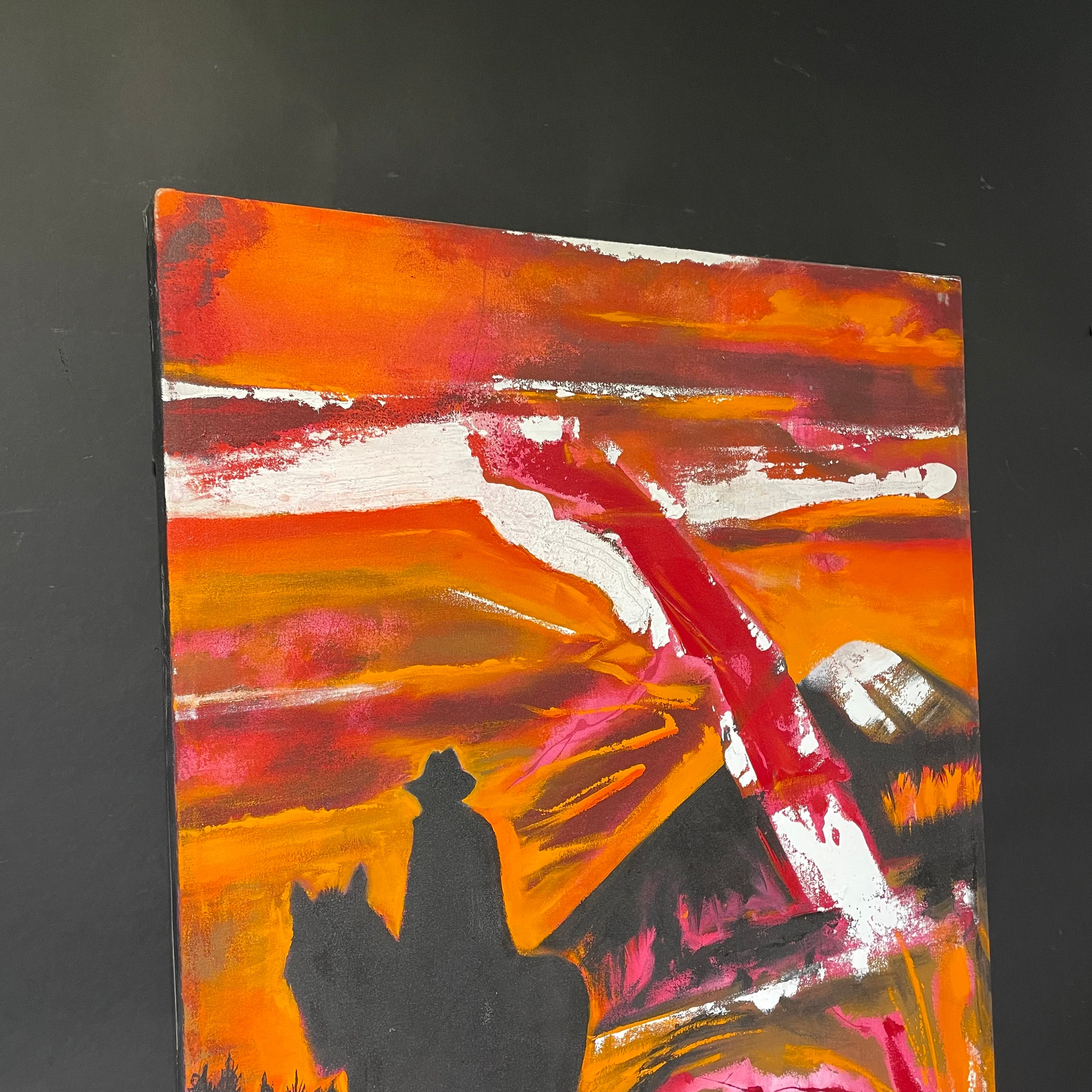 Todd Marinovich Signed "BB Cowboy 2" Original Mixed Media Canvas Painting  37" x 71"