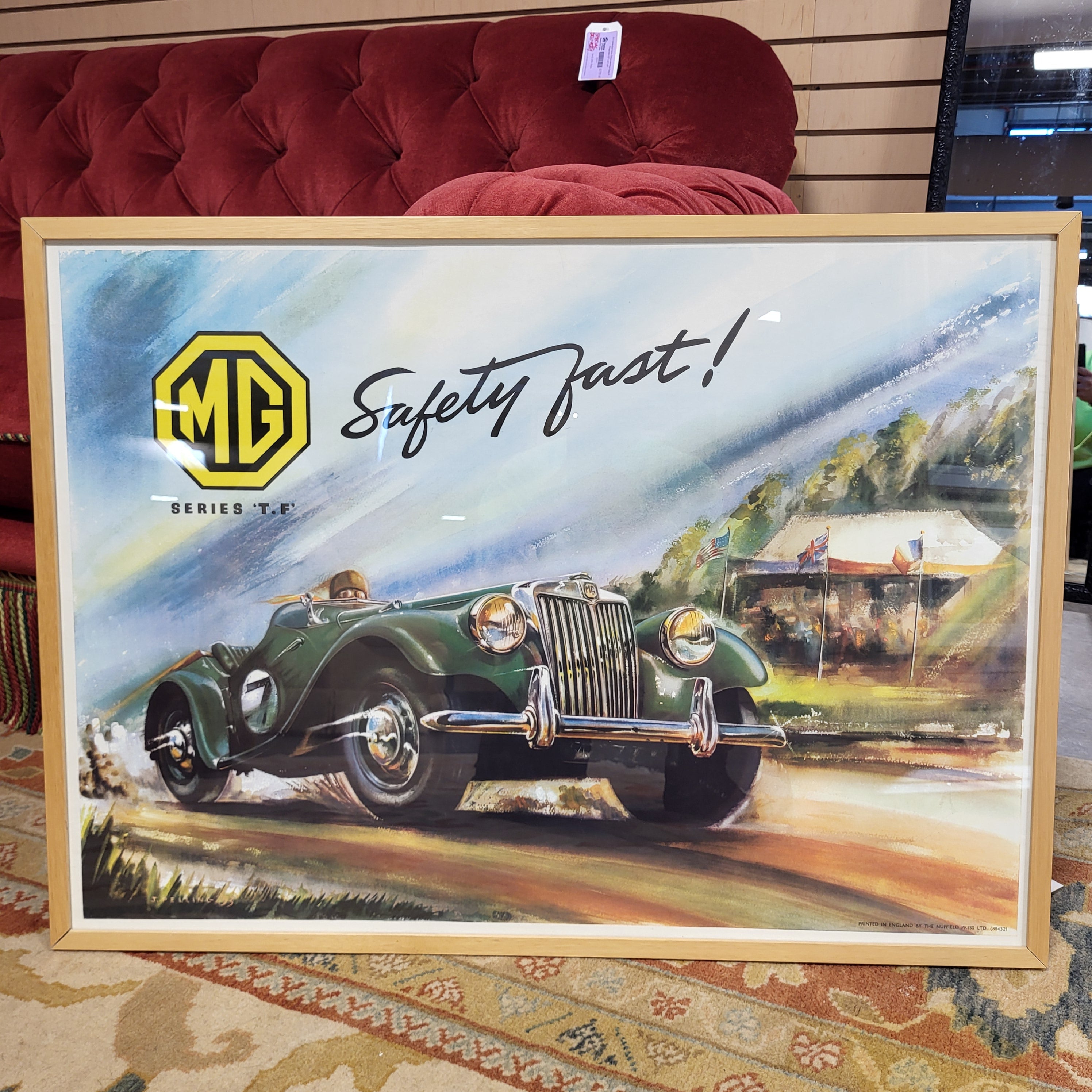 MG Series "T.F" Safety Fast! (1953) Advertising Poster 36"x 26"