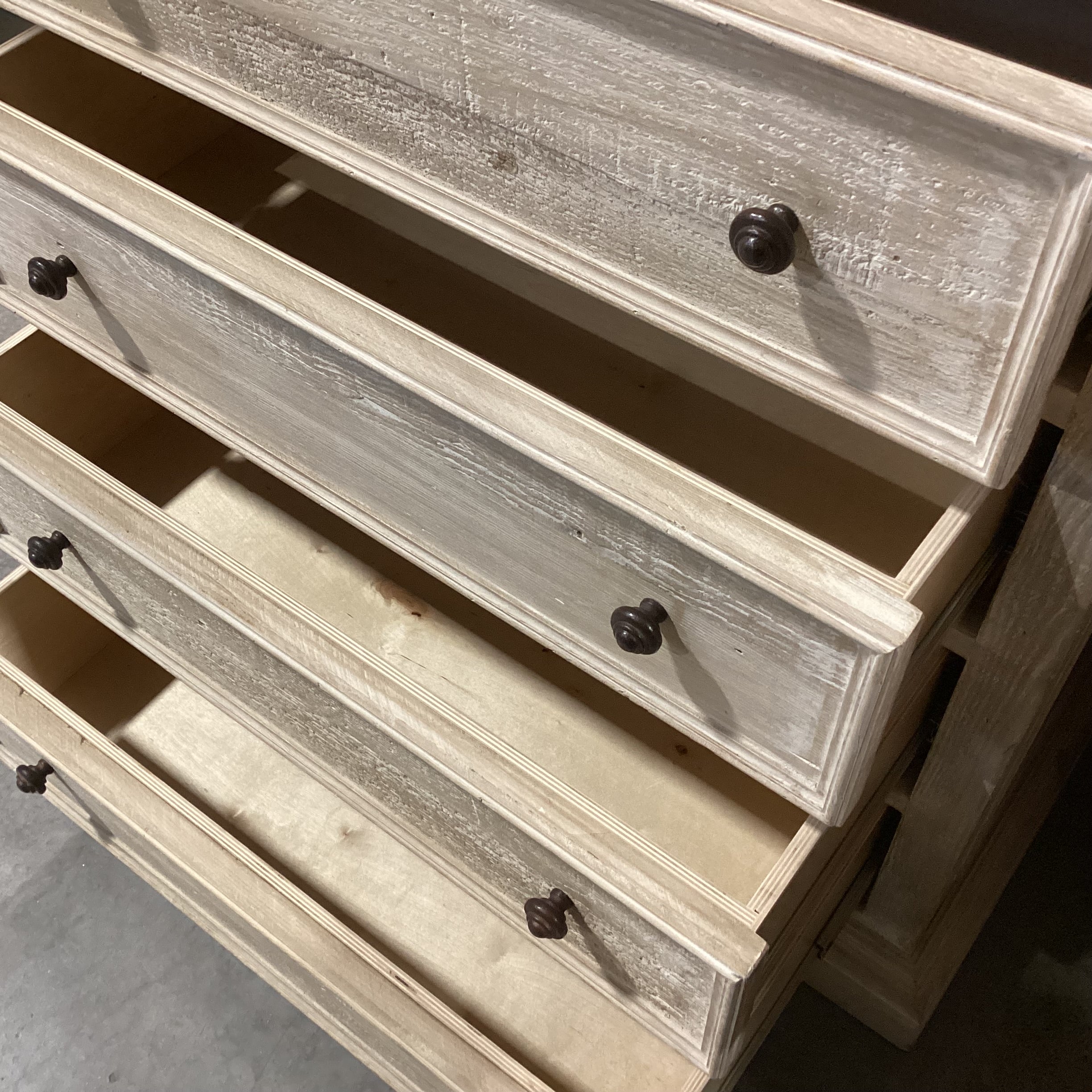 Custom Cabinetry Washed Solid Wood 2 Door 4 Drawer Armoire 38"x 22"x 90"