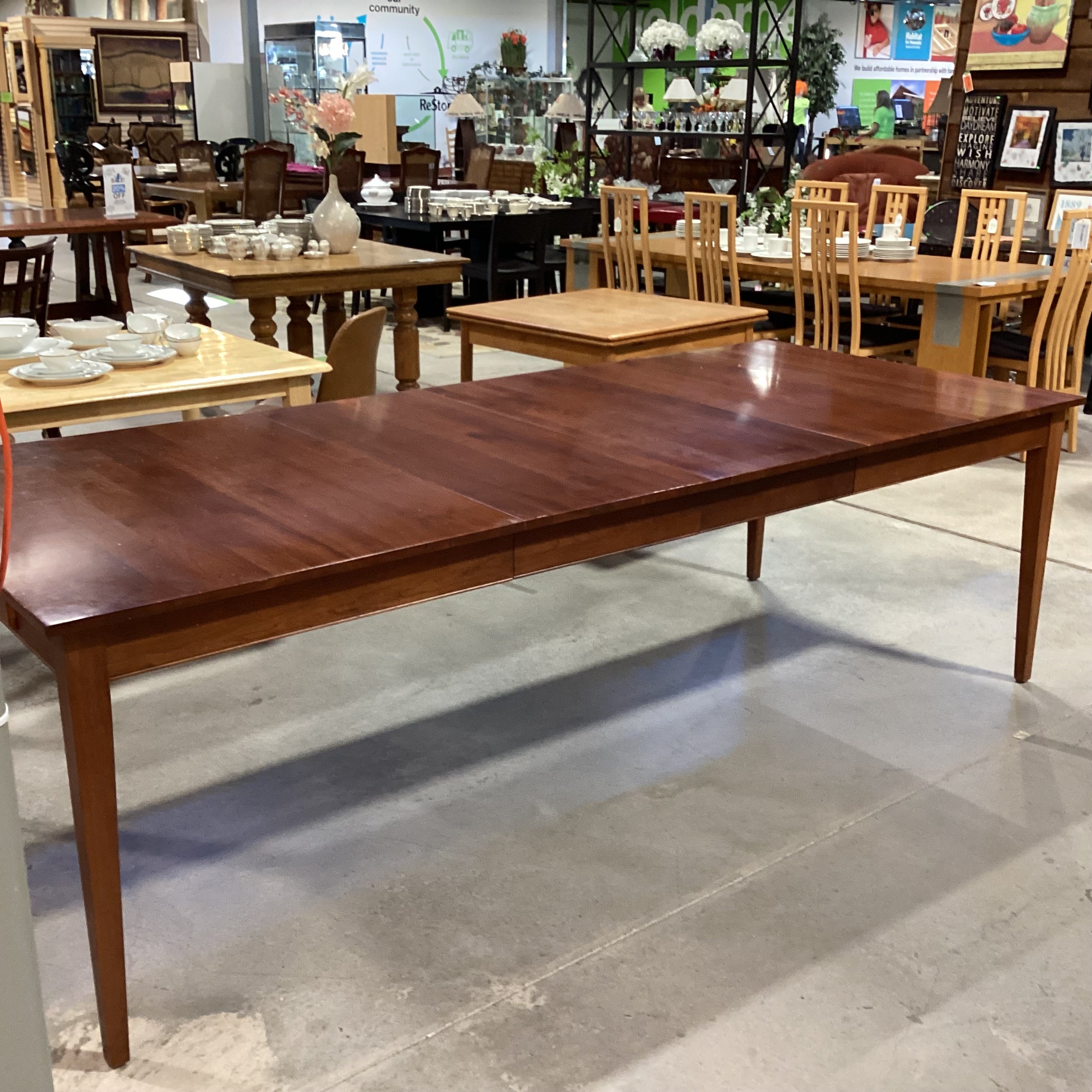 Ethan Allen Cherry 2 Leaves & End Drawers Dining Table 64" to 100"x 42"x 31"
