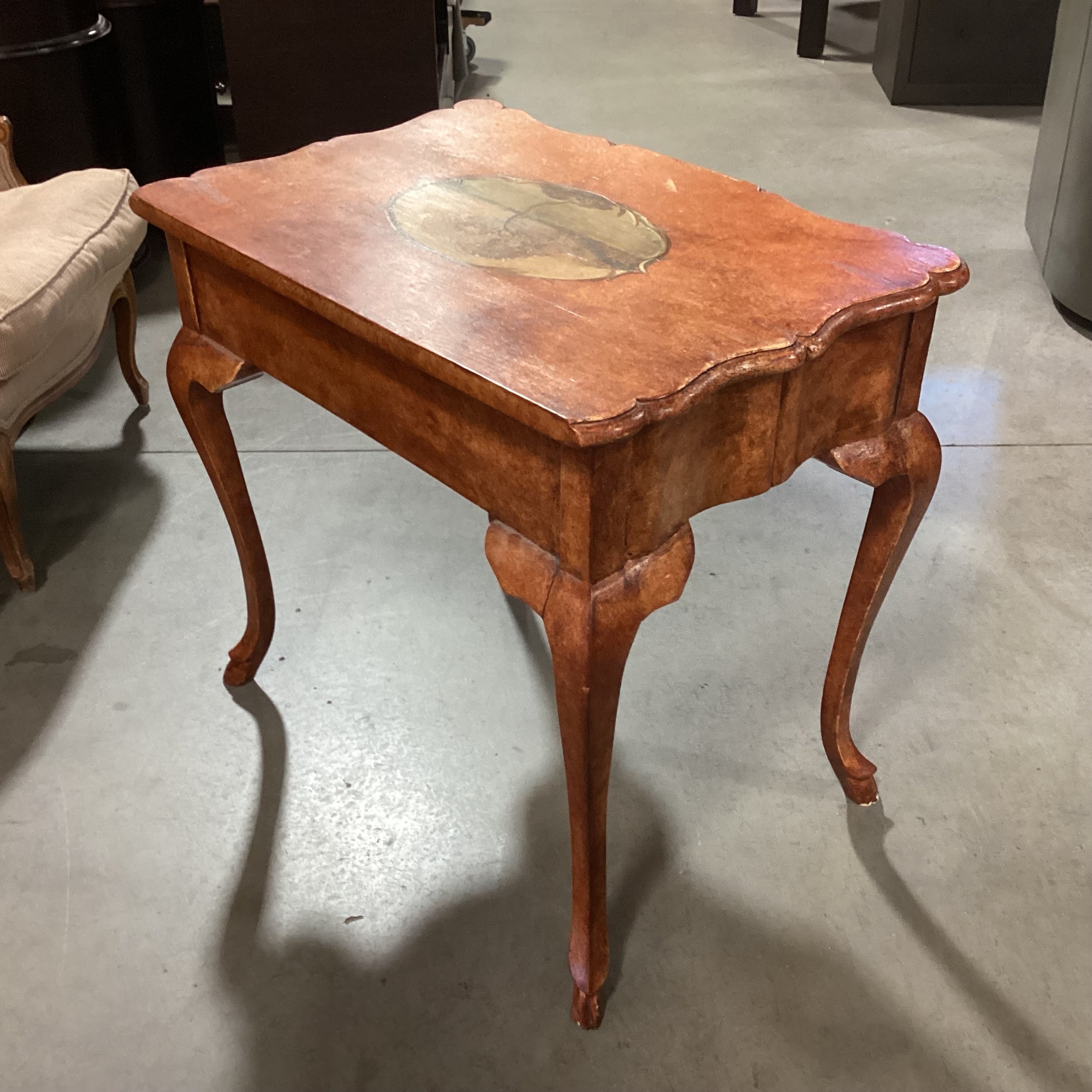 Antiqued Hand Painted Finish French Provincial 1 Drawer End Table 31.5"x 21"x 29"