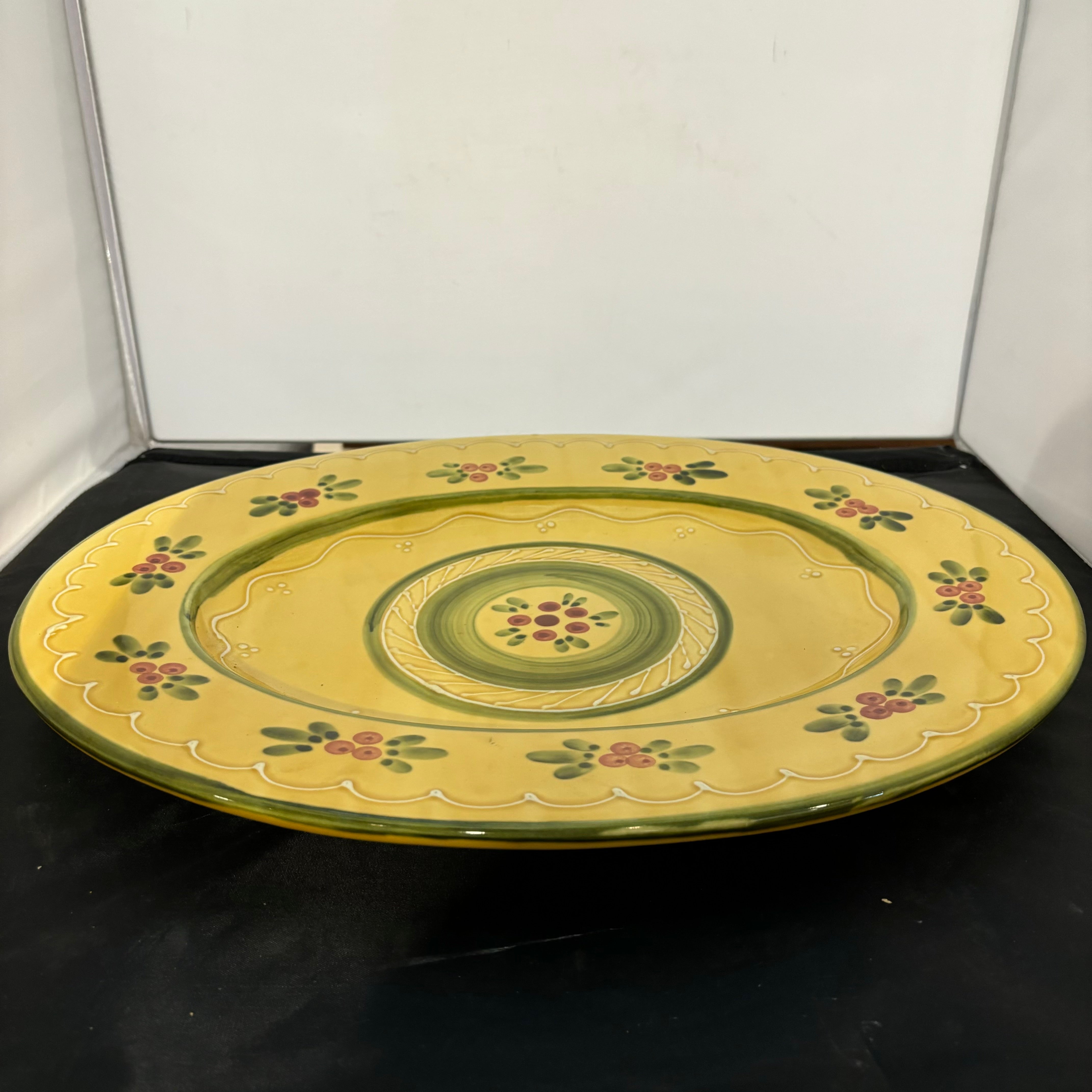 Williams Sonoma Large Oval Yellow and Green Platter by Ceramiche Toscane 19"