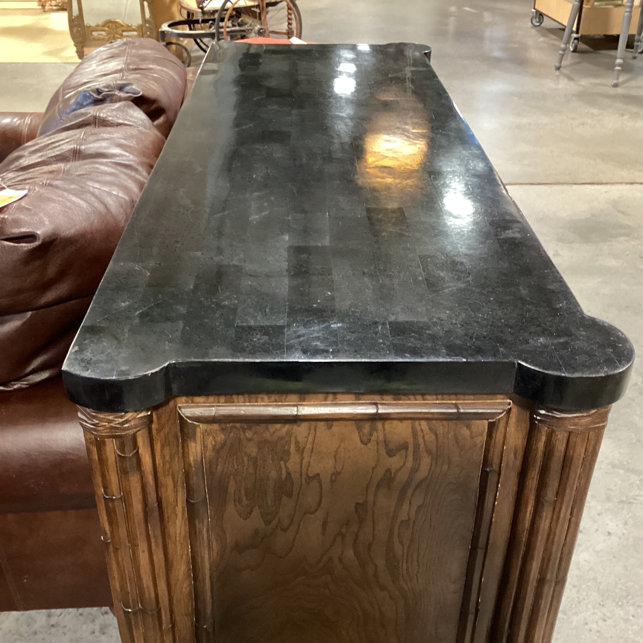 Thomasville Ernest Hemingway Collection Dark Finished Wood Black Faux Stone & Clawfoot Feet 9 Drawer Dresser 60"x 22"x 40"