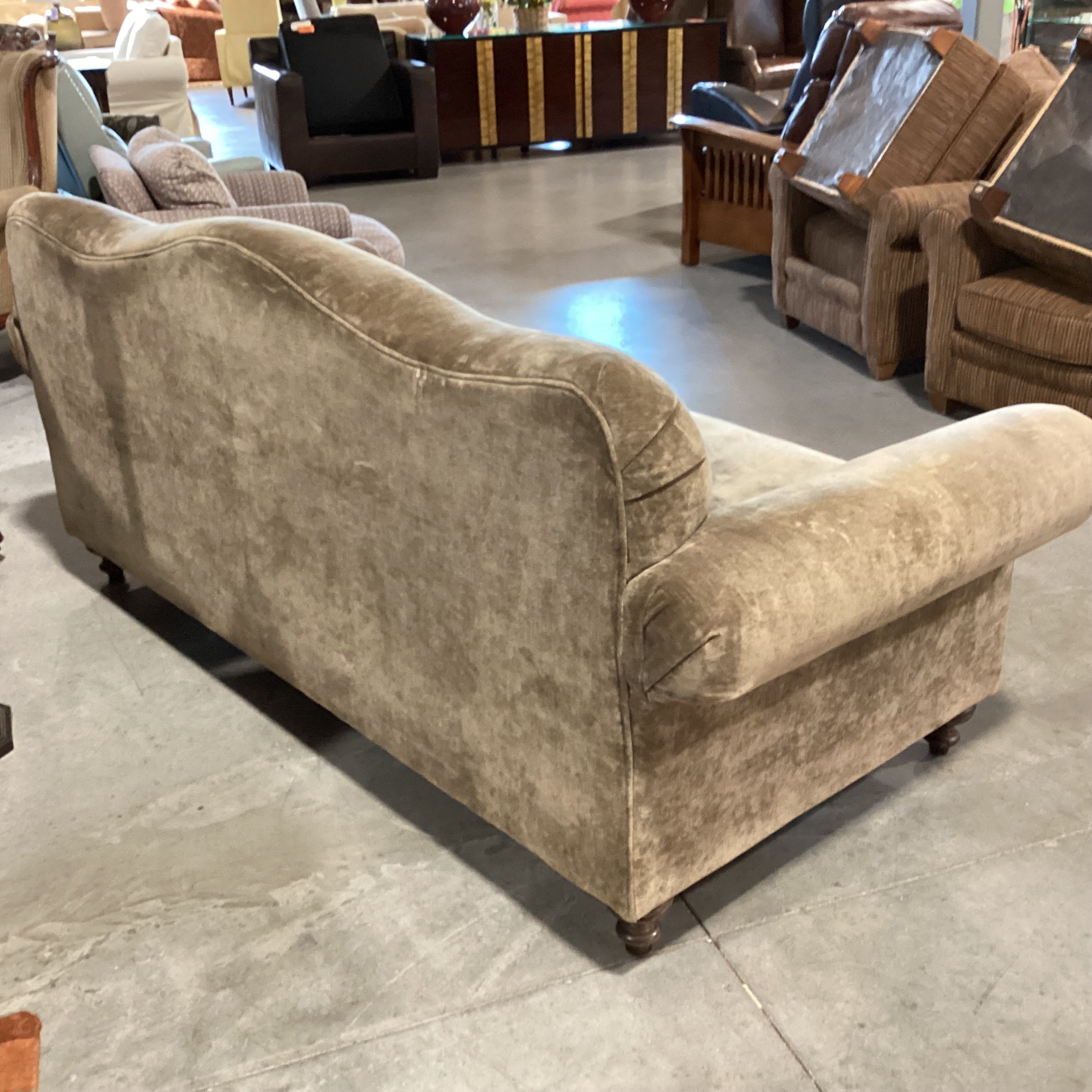 Westwood Industries Sage Velvet Curve Back & Roll Arm Sofa 84"x 36"x 37"