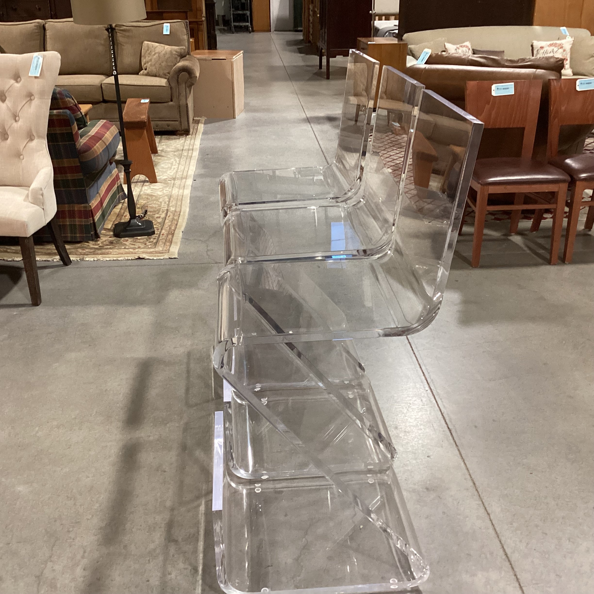SET of 3 Z Shape High Back Thick Acrylic with Footrest Barstools 29.5"