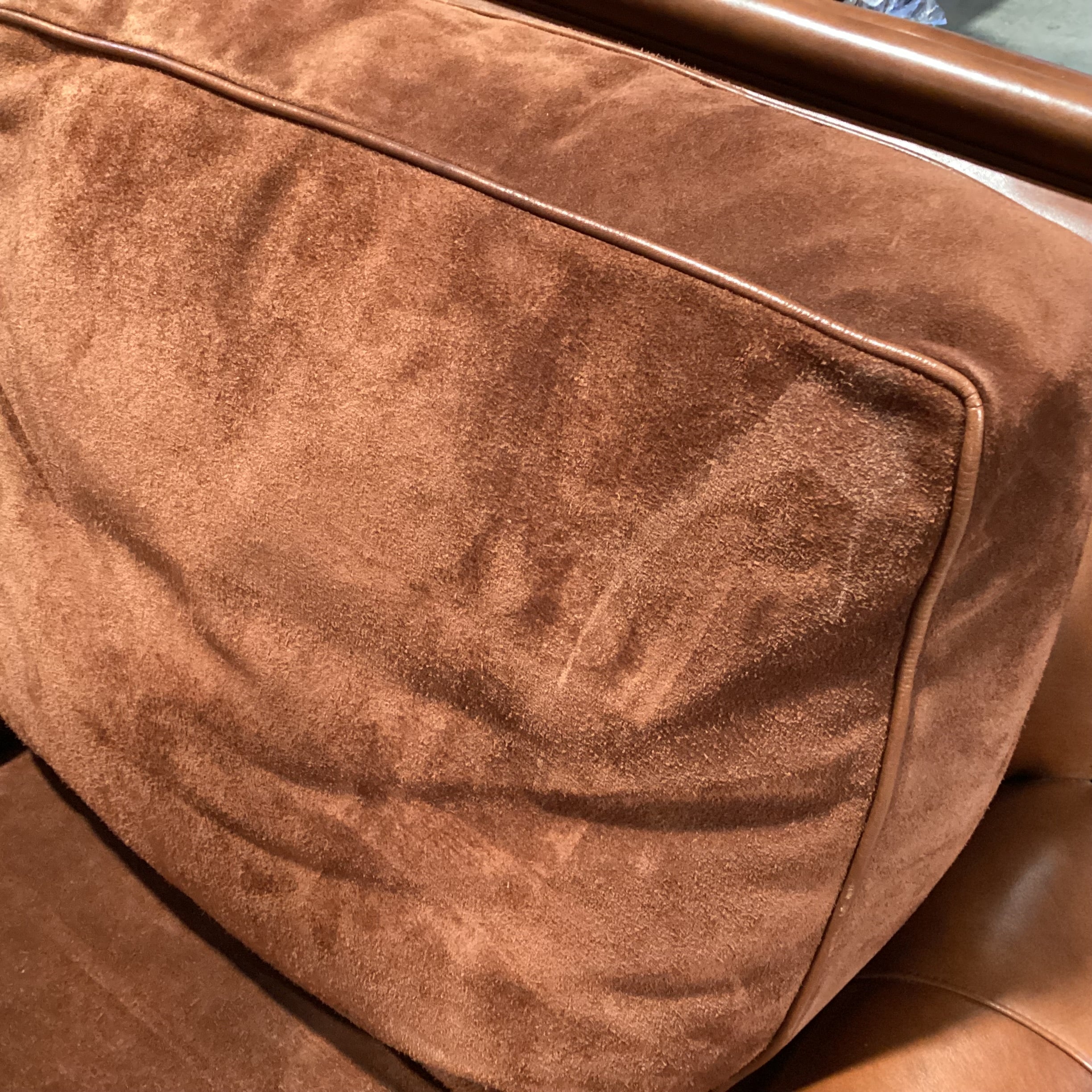 Hancock & Moore Leather & Suede Roll Arm Club Chair 40"x 44"x 35"