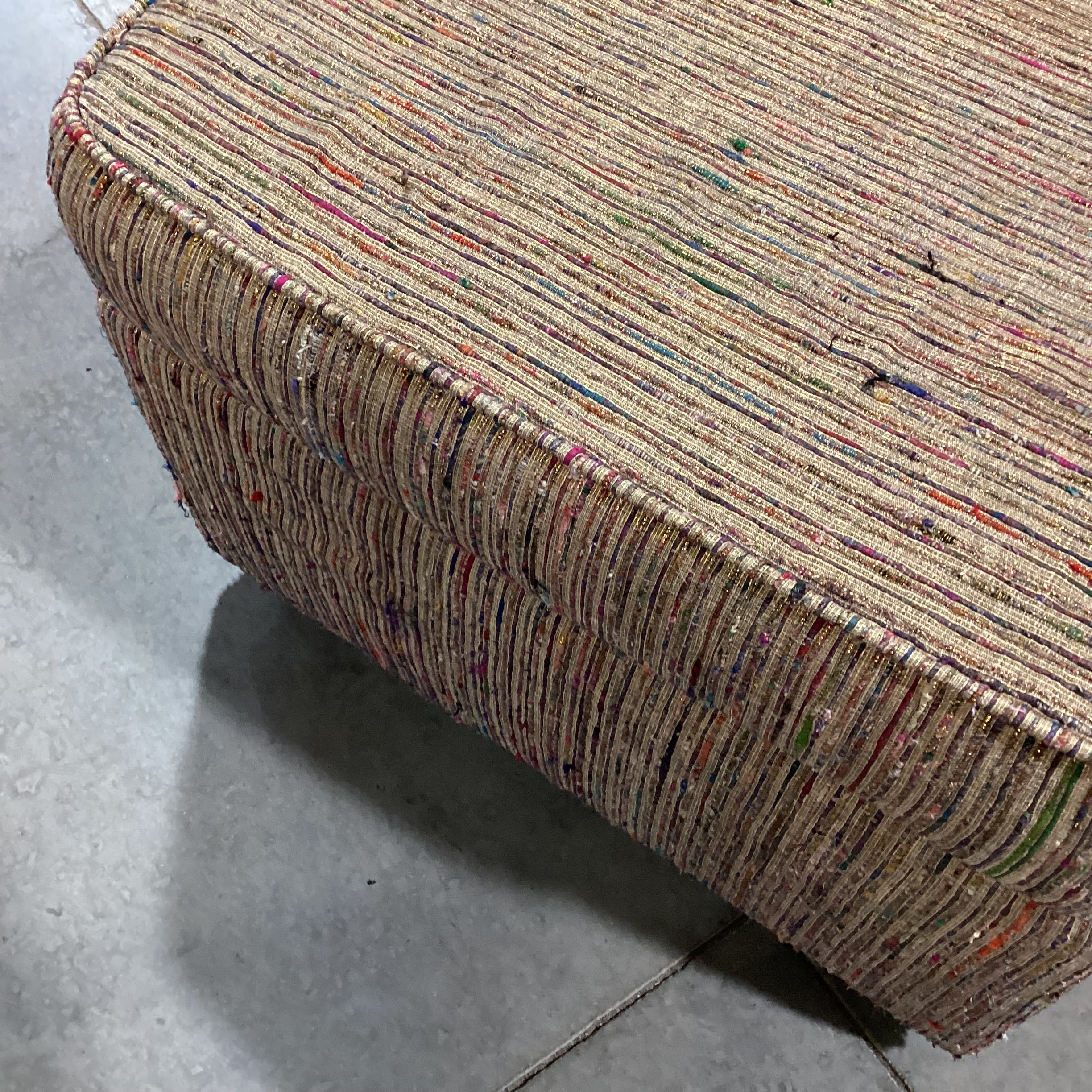 Gold Multi Woven Ottoman 26"x 26"x 19"