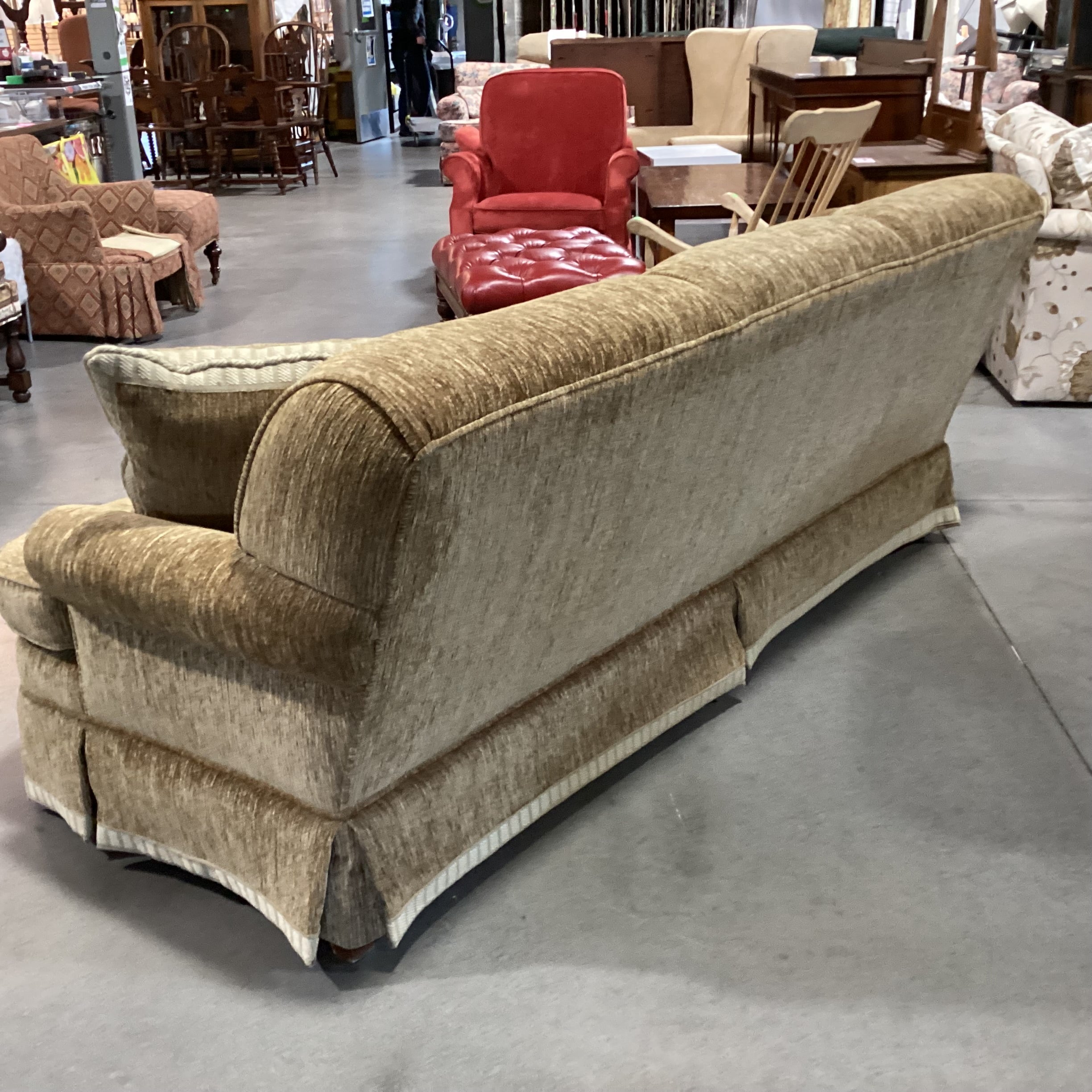 Custom Golden Moss Ribbed Texture Chenille Woven Sofa 86"x 38"x 35"