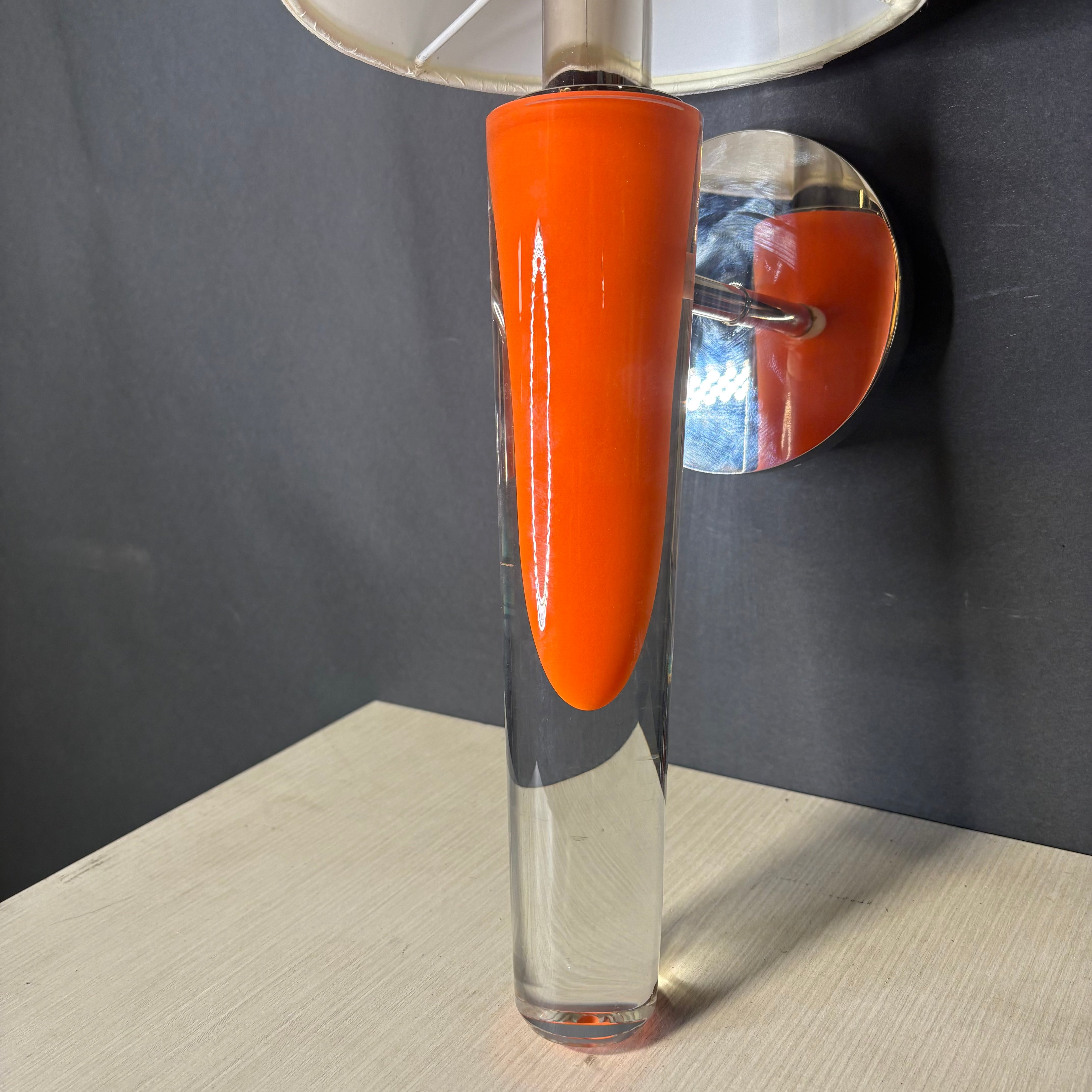 Boyd Grasse 1-Light Polished Nickel and Orange Glass with Shade Wall Sconce 7”x 18”x 7.5”