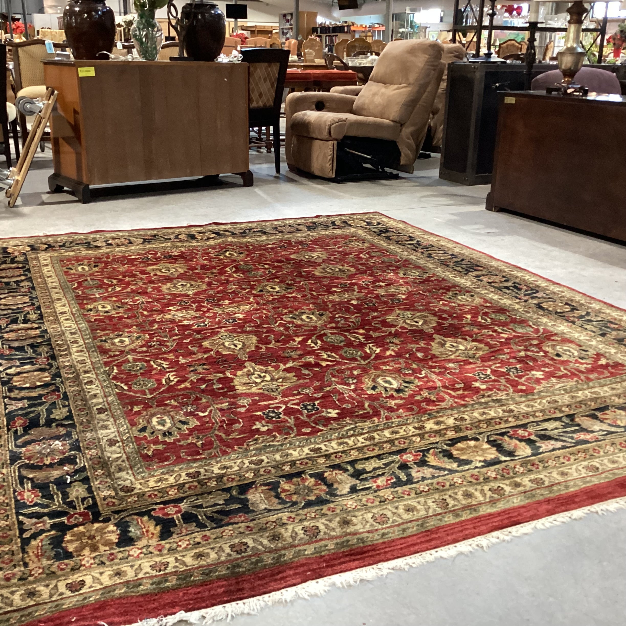 Red Gold Black Hand Woven Wool Rug 8'1"x 10'1"