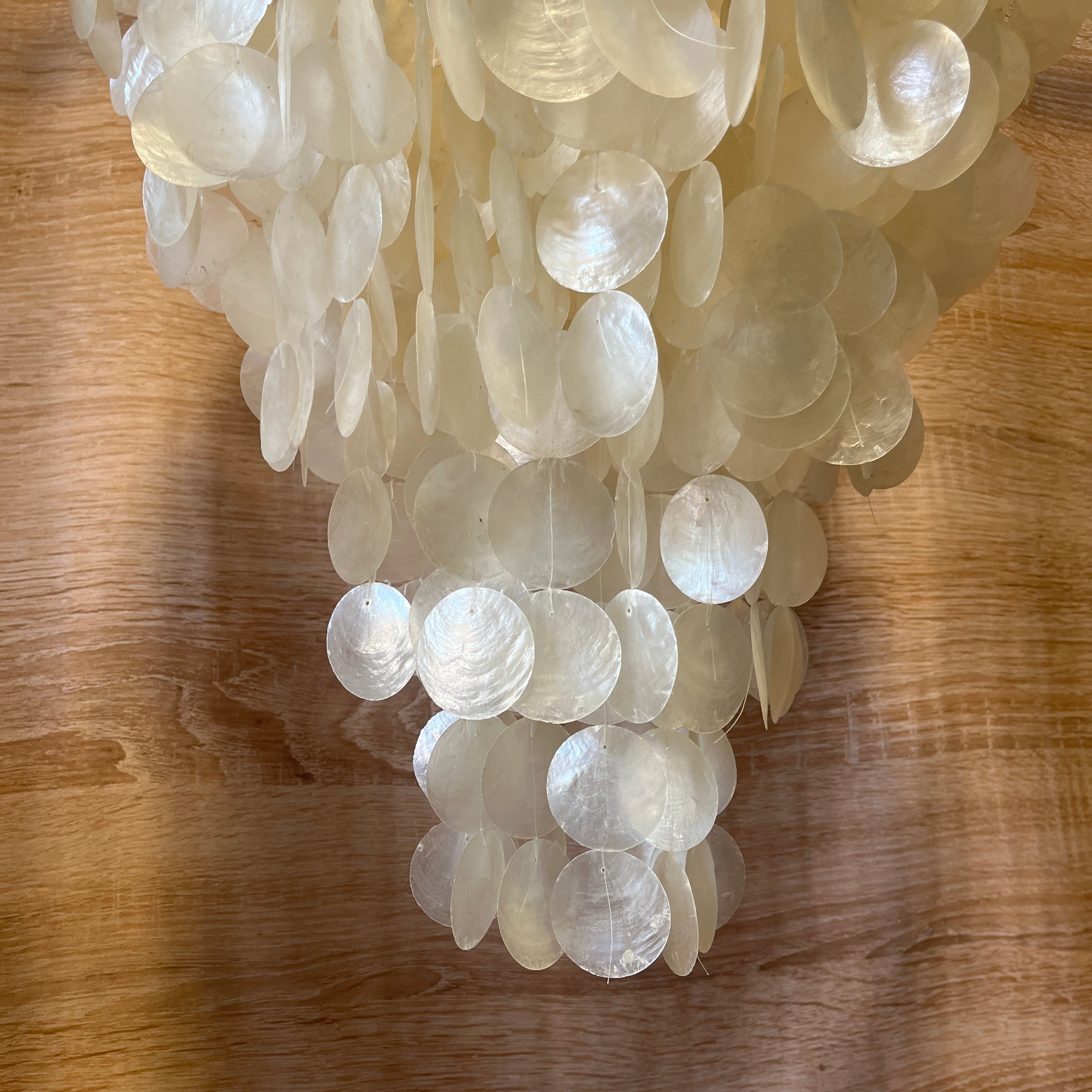 Coastal Boho 1-Light Capiz Shell Windchime Chandelier 24.5" Diameter x 48"