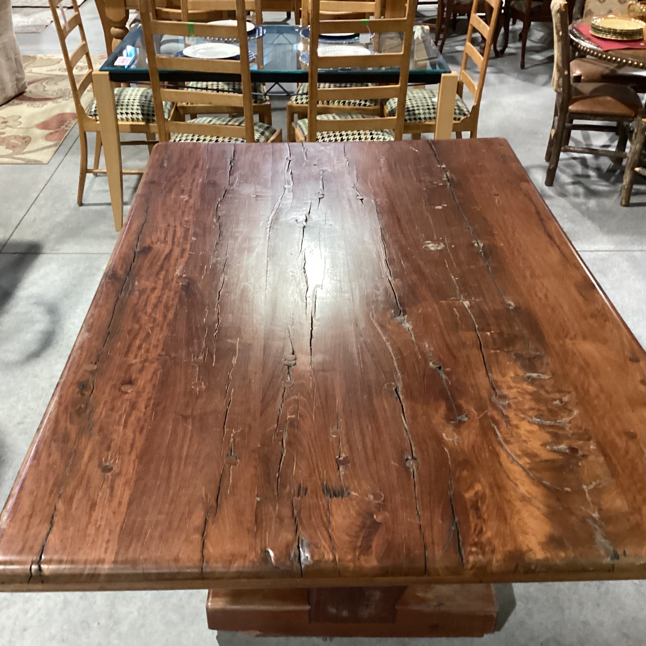 Vintage Solid Wood with Peg Knotching & Trestle Dining Table 72"x 48"x 30"