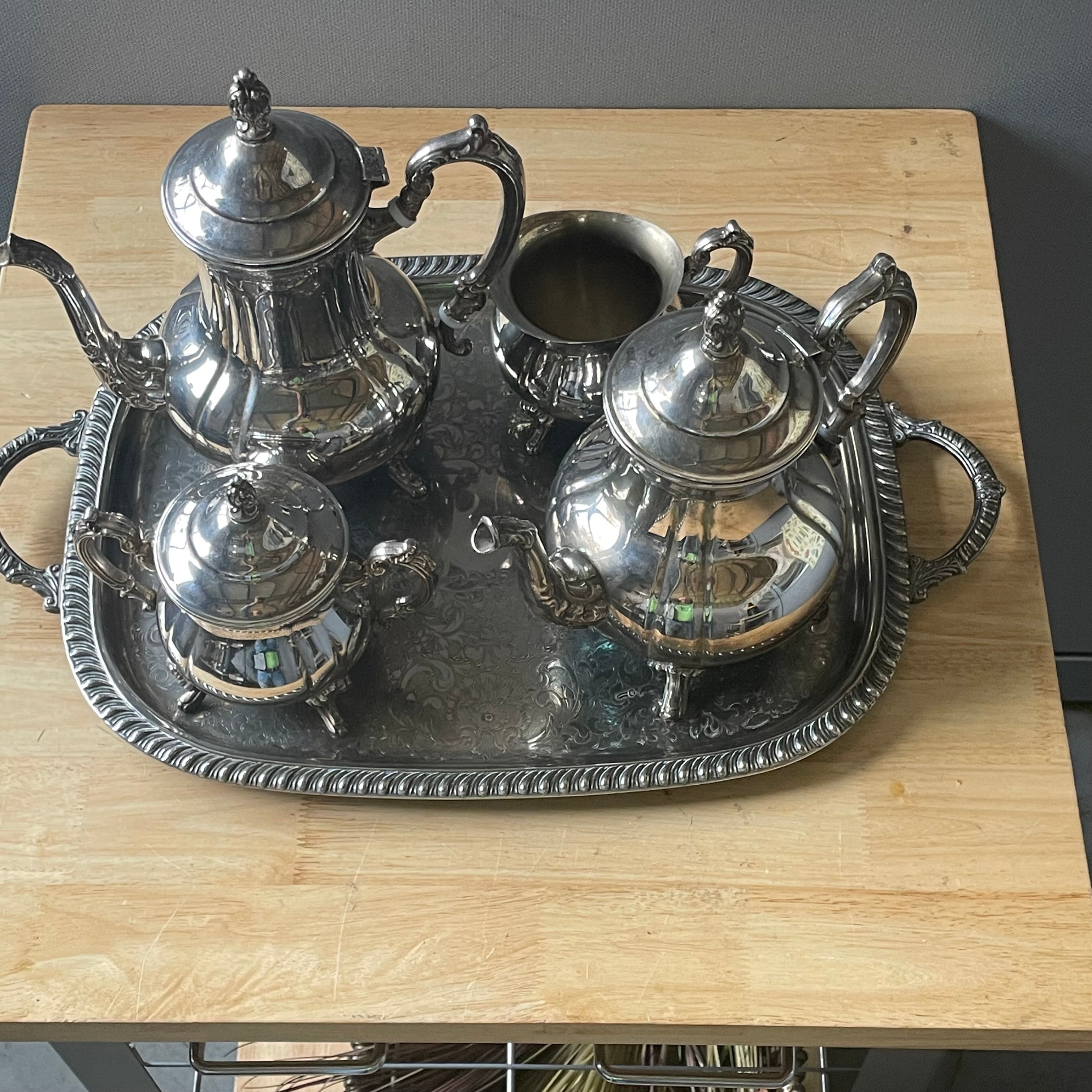 Vintage 5 Piece W&S Blackinton Baroque Style Silverplated Tea/Coffee Service