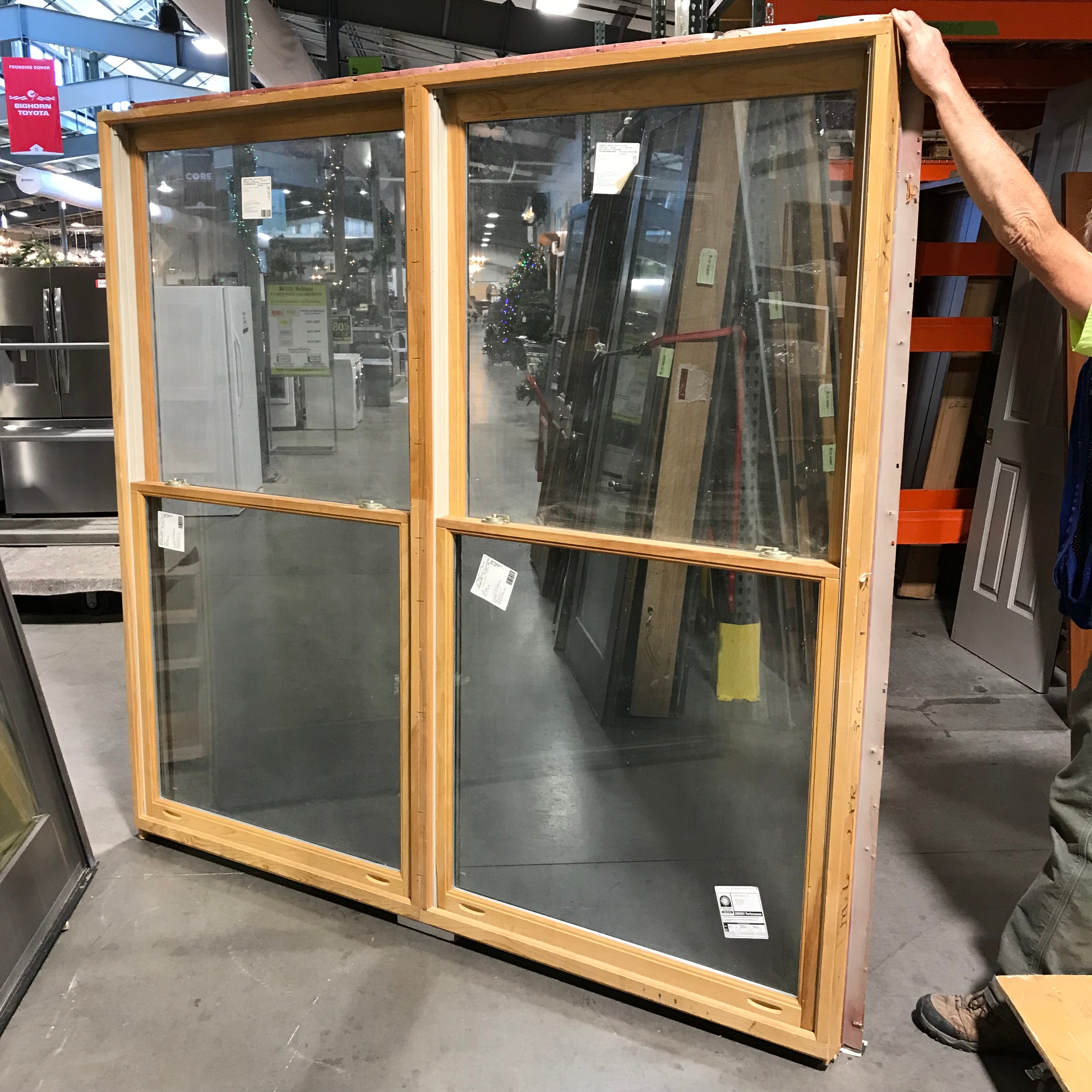 83"x 80.75" Red Metal Clad Double Sash Exterior Window