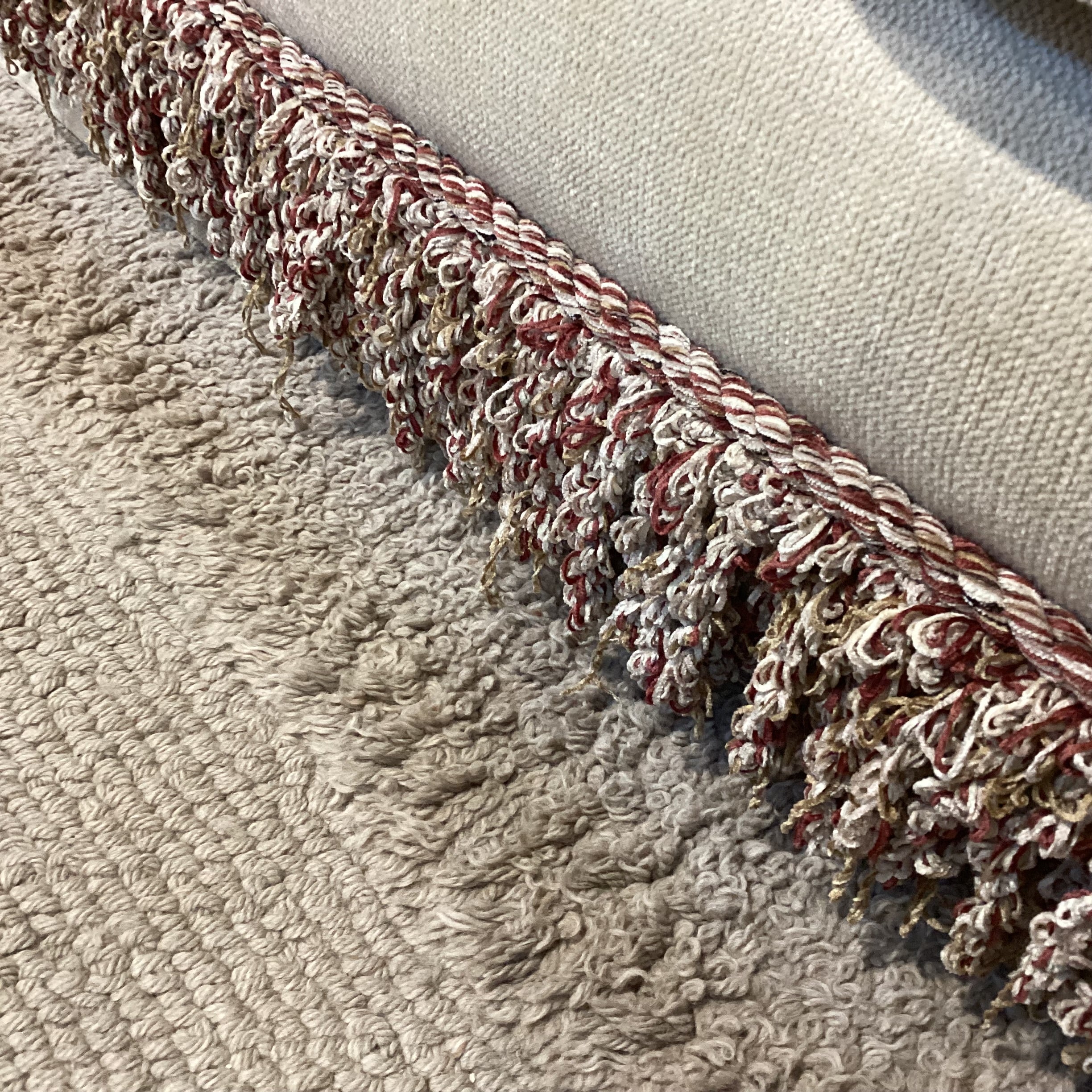 JJ Custom Cream Chenille Woven with Fringe Down Mix Sofa 96"x 42"x 31"