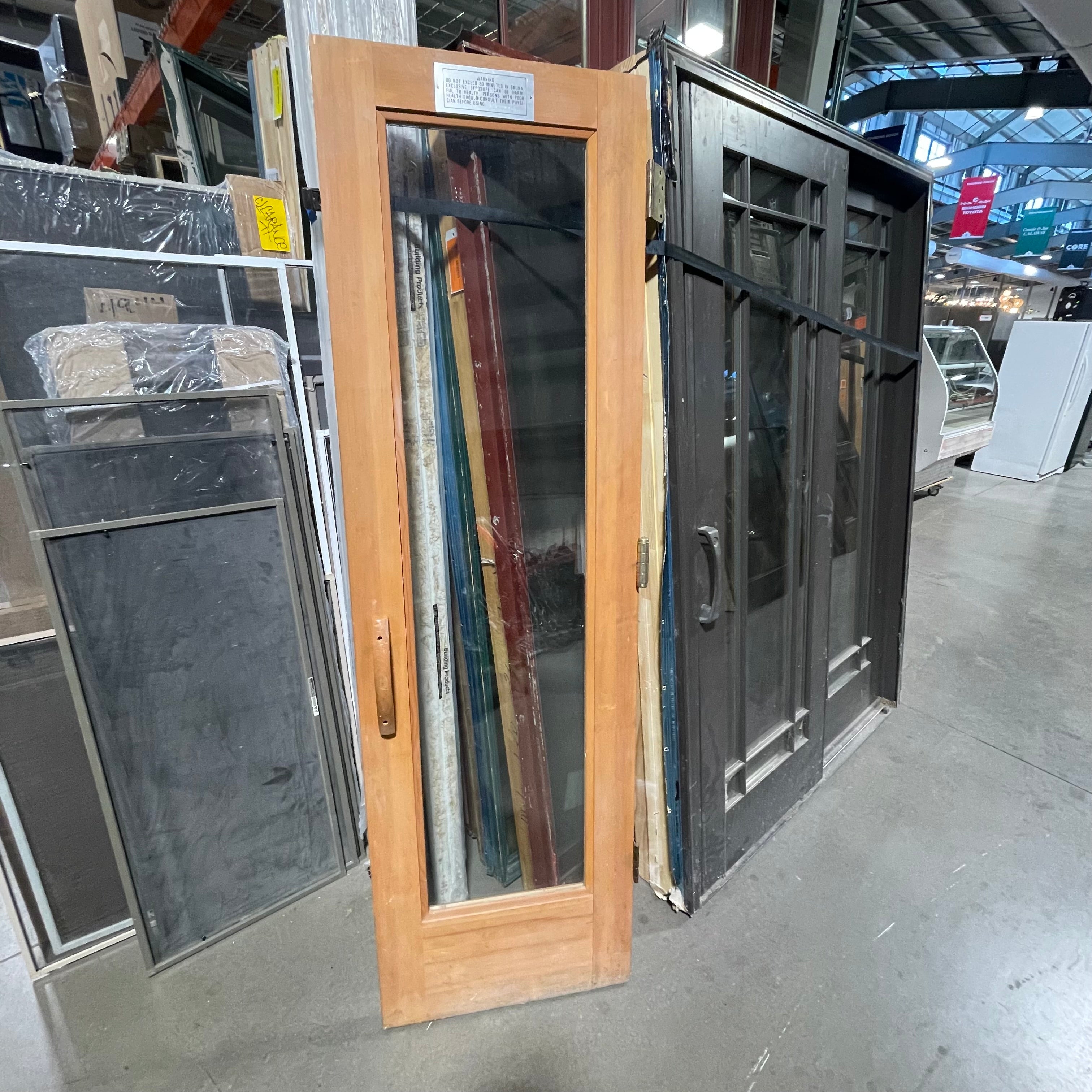 24"x 80"x 1.75" Natural Wood Glass Sauna Door