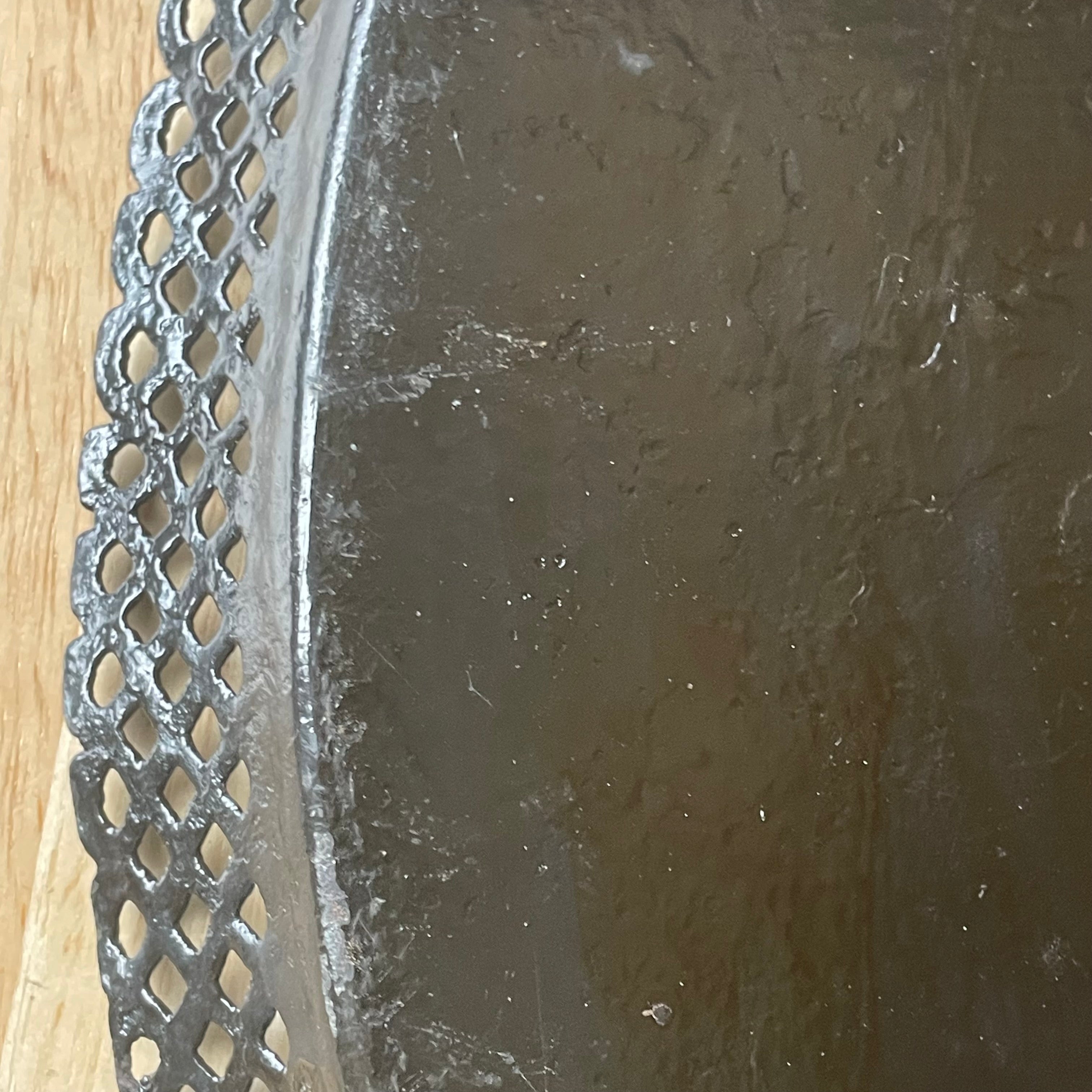 Antique Black Reticulated Edge Hand Painted Toleware Round Serving Tray, 17"x .75"