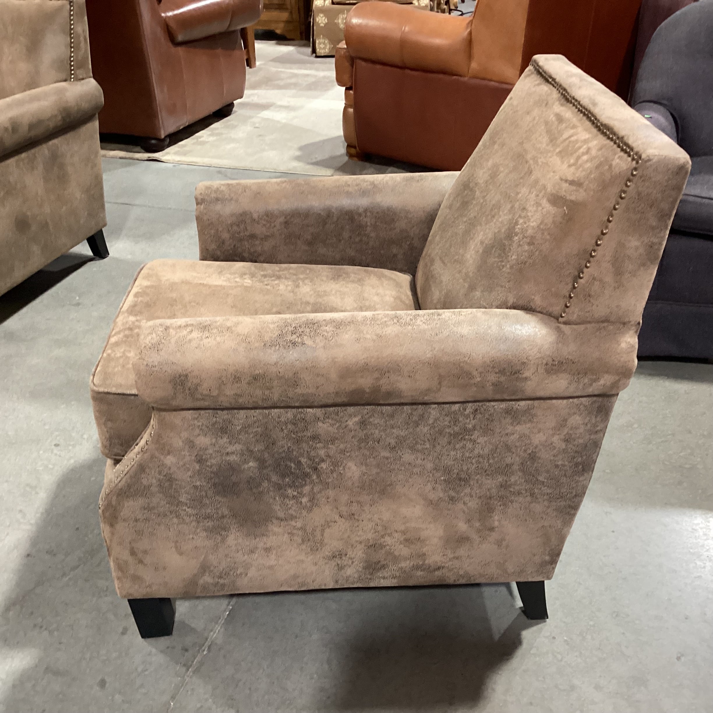 Abbyson Living Brown Textured Micro Suede Nailhead Chair 29"x 31"x 32"
